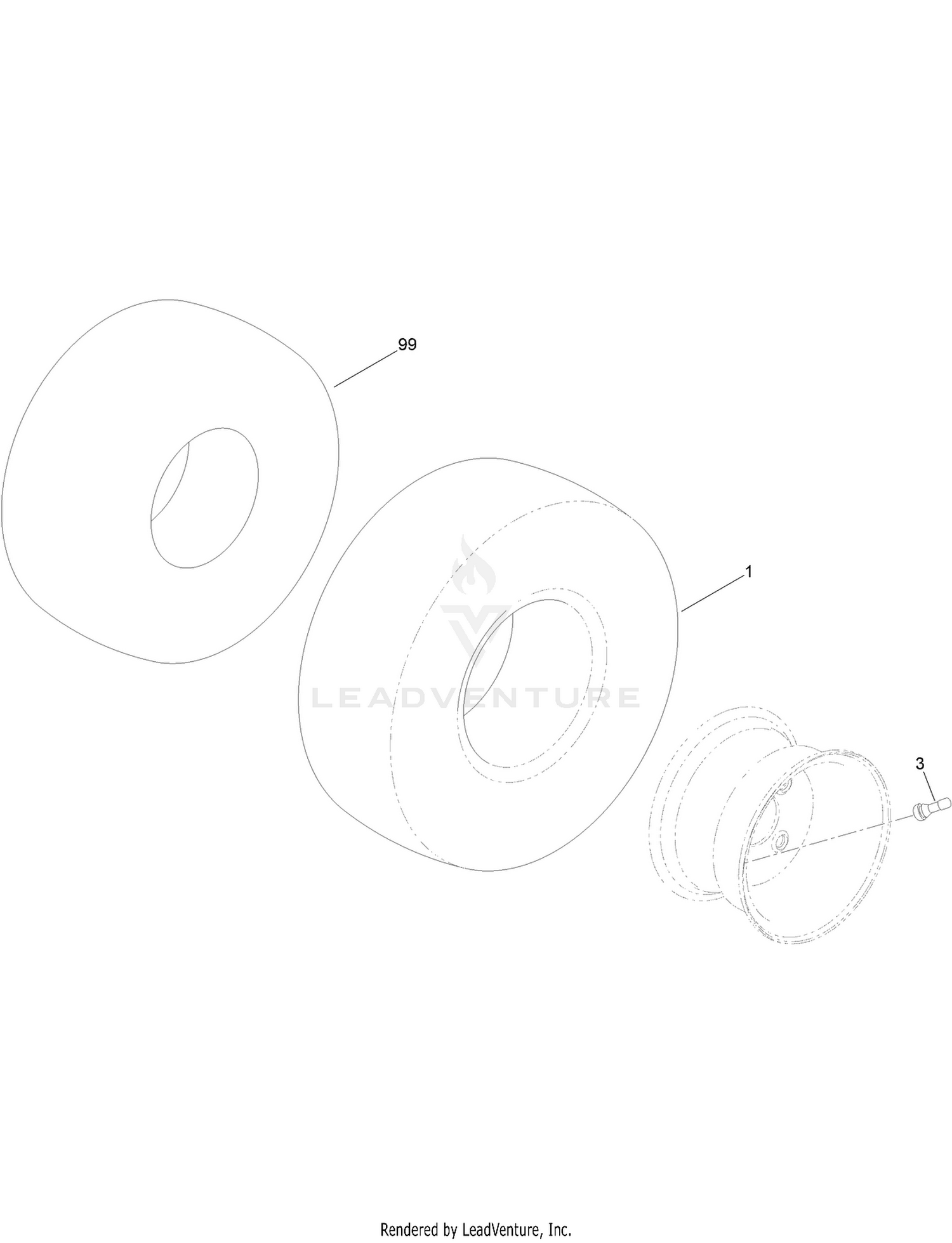 2 Ply Wheel and Tire Assembly No. 131-3671