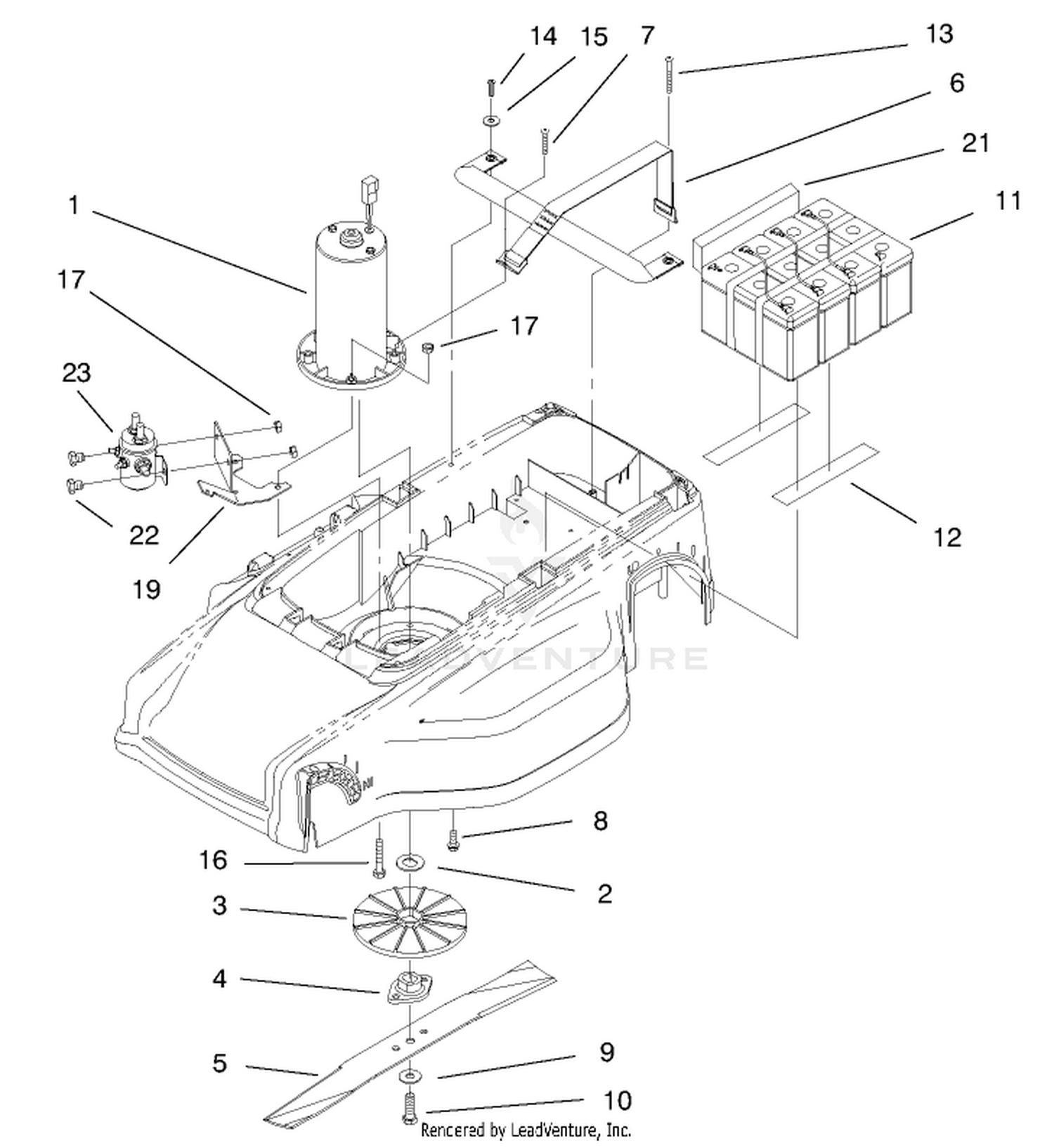 Motor, Batteries, And Blade Assembly