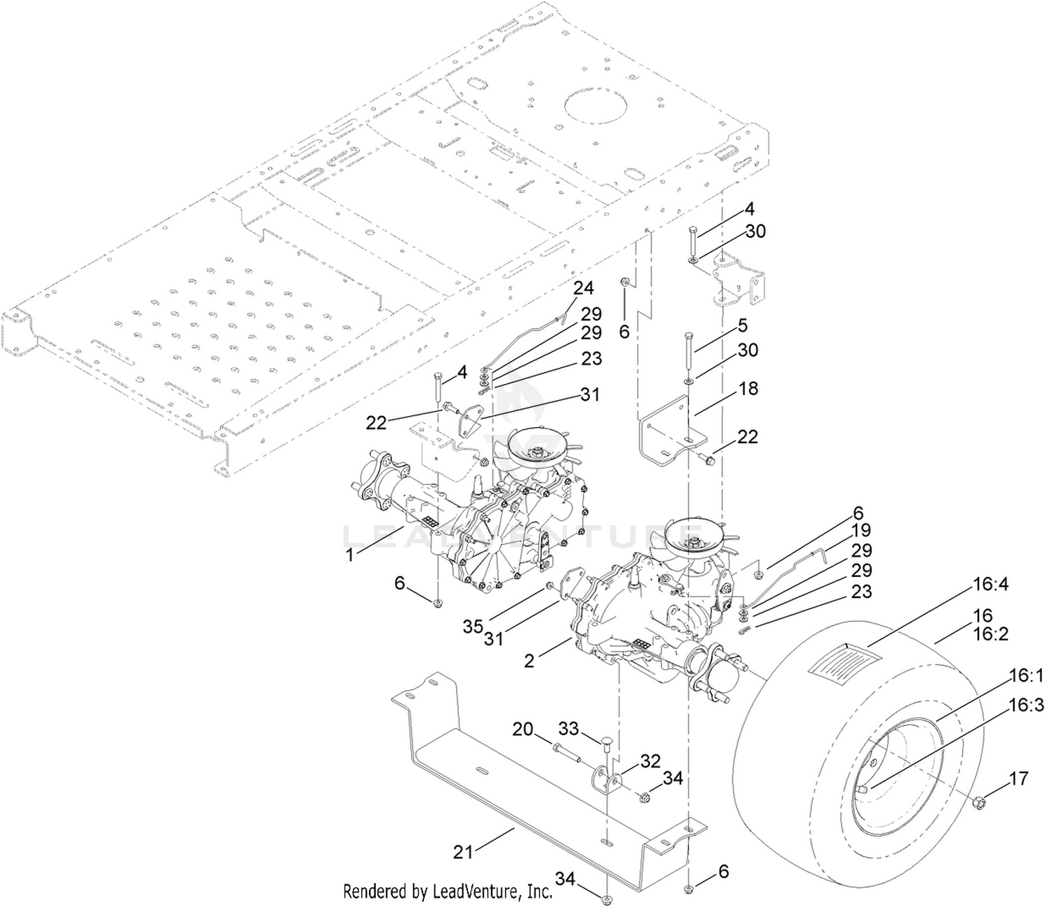 Hydro Transaxle Drive and Rear Wheel Assembly