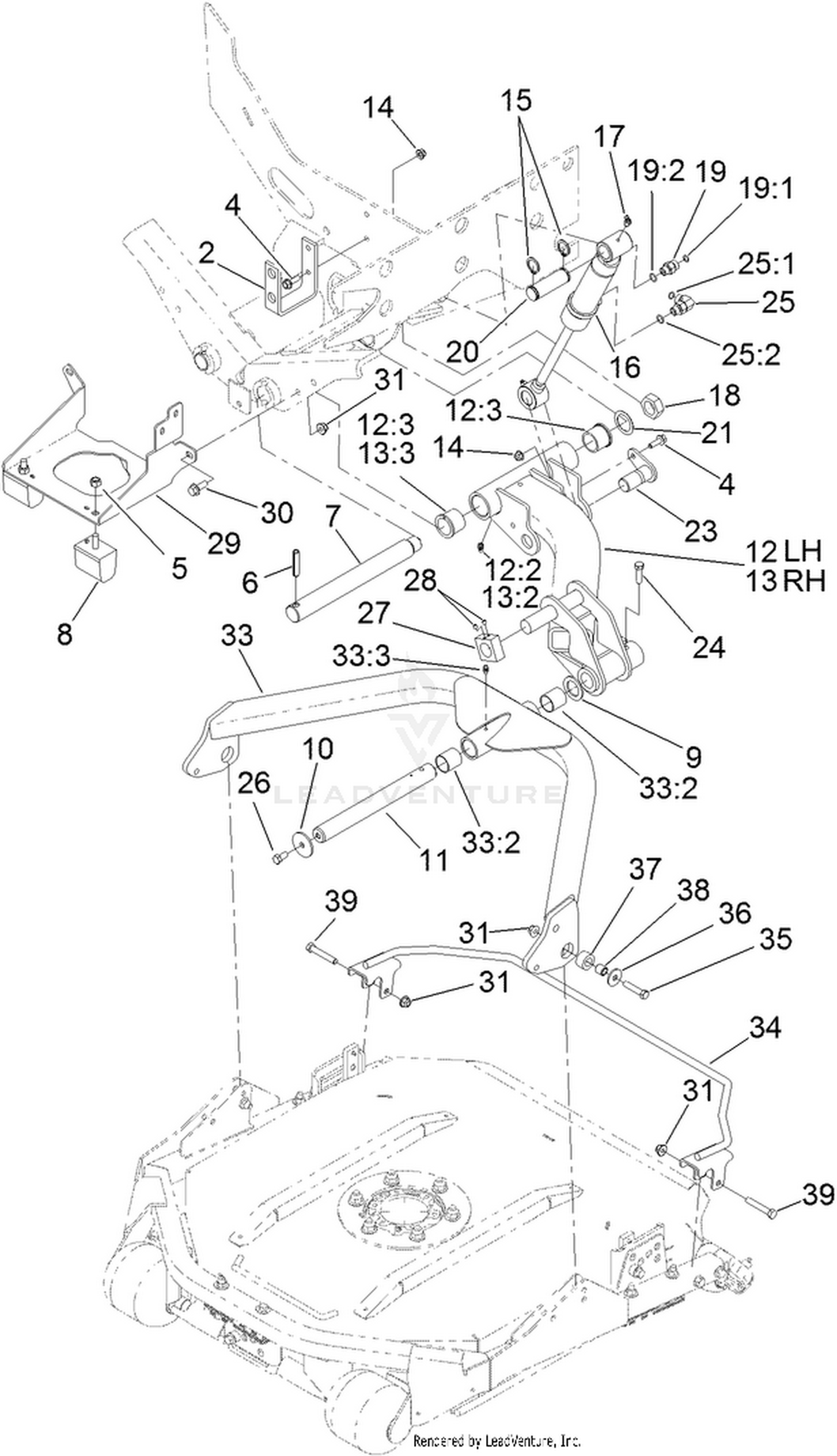 No. 2 and 3 Lift Arm and Deck Assembly