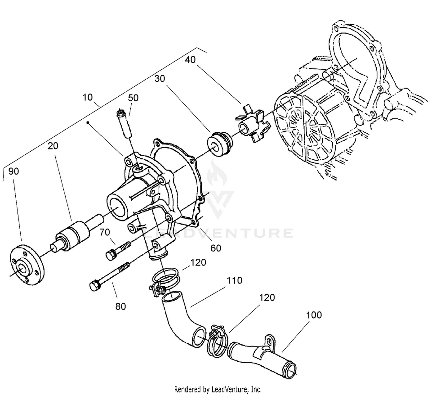 Water Pump and Pipe Assembly