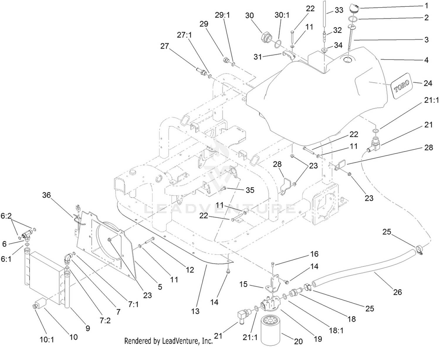 Hydraulic Tank, Filter and Cooler Assembly