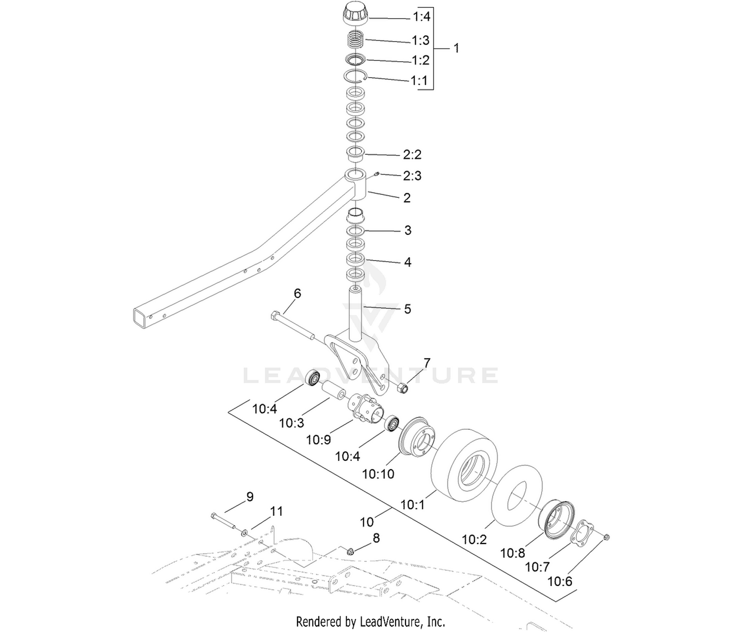 Right Hand and Left Hand Castor Arm  and Wheel Assembly