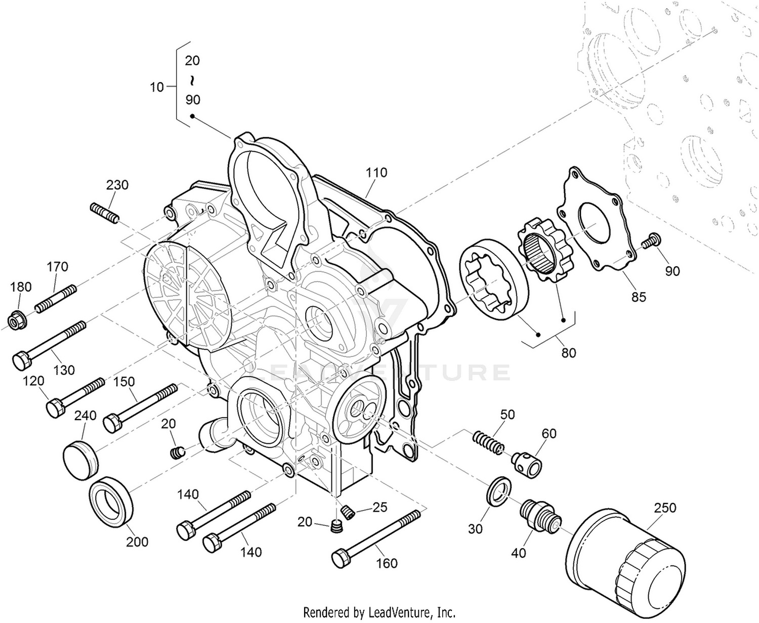 Gear Case and Oil Filter Cartridge Assembly