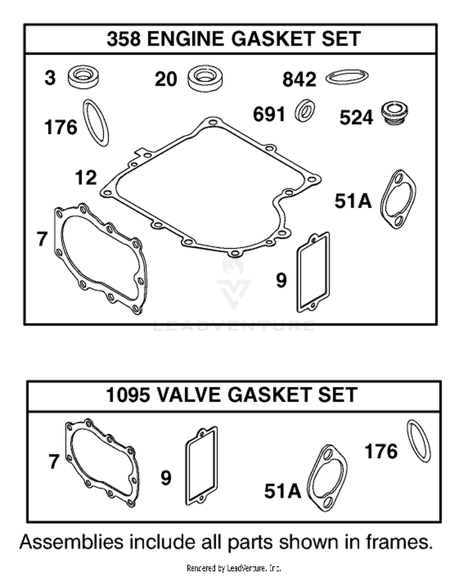 Gasket Assembly Engine Briggs And Stratton Model 288707-1142-E1