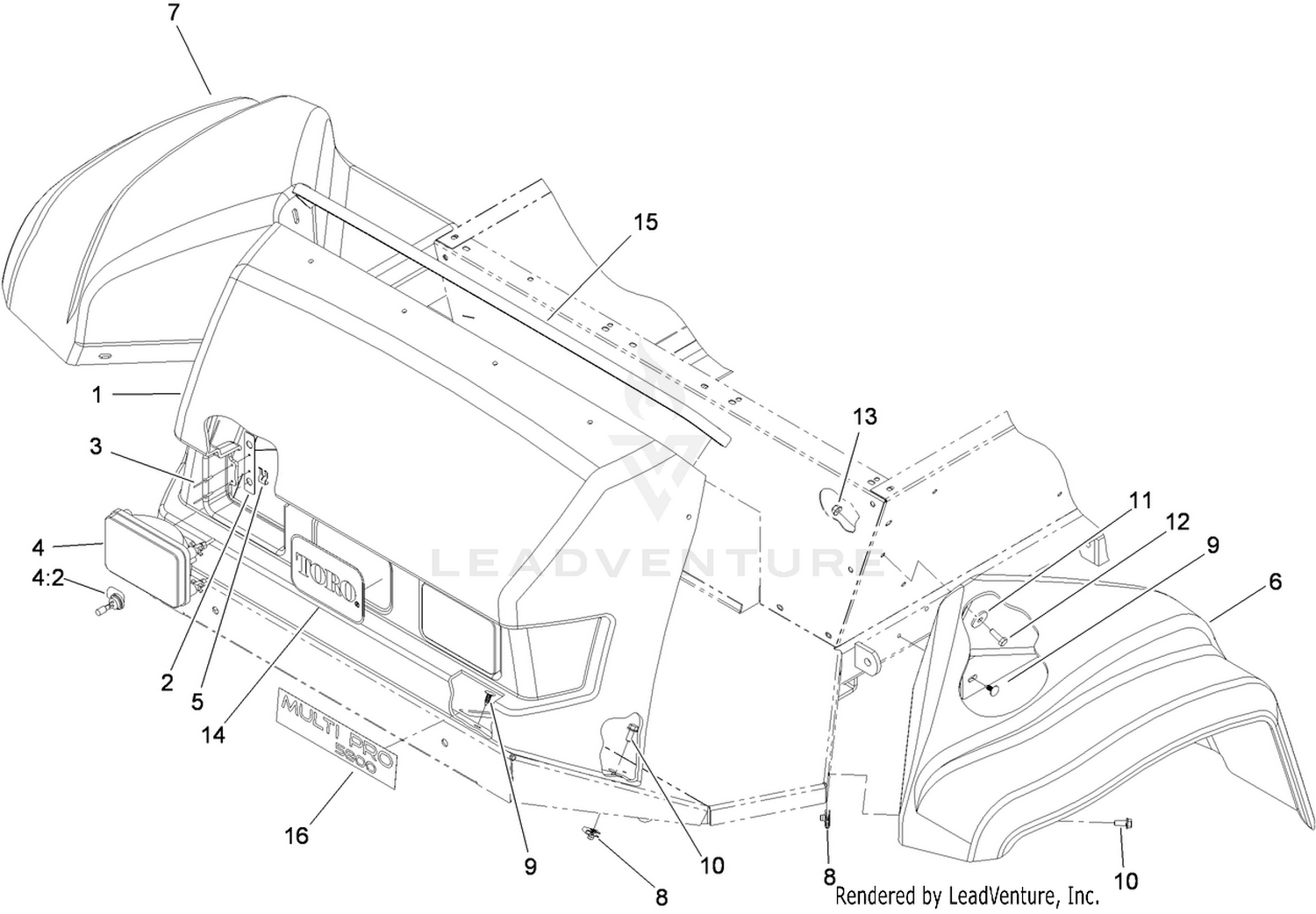 Dash, Fender and Headlight Assembly