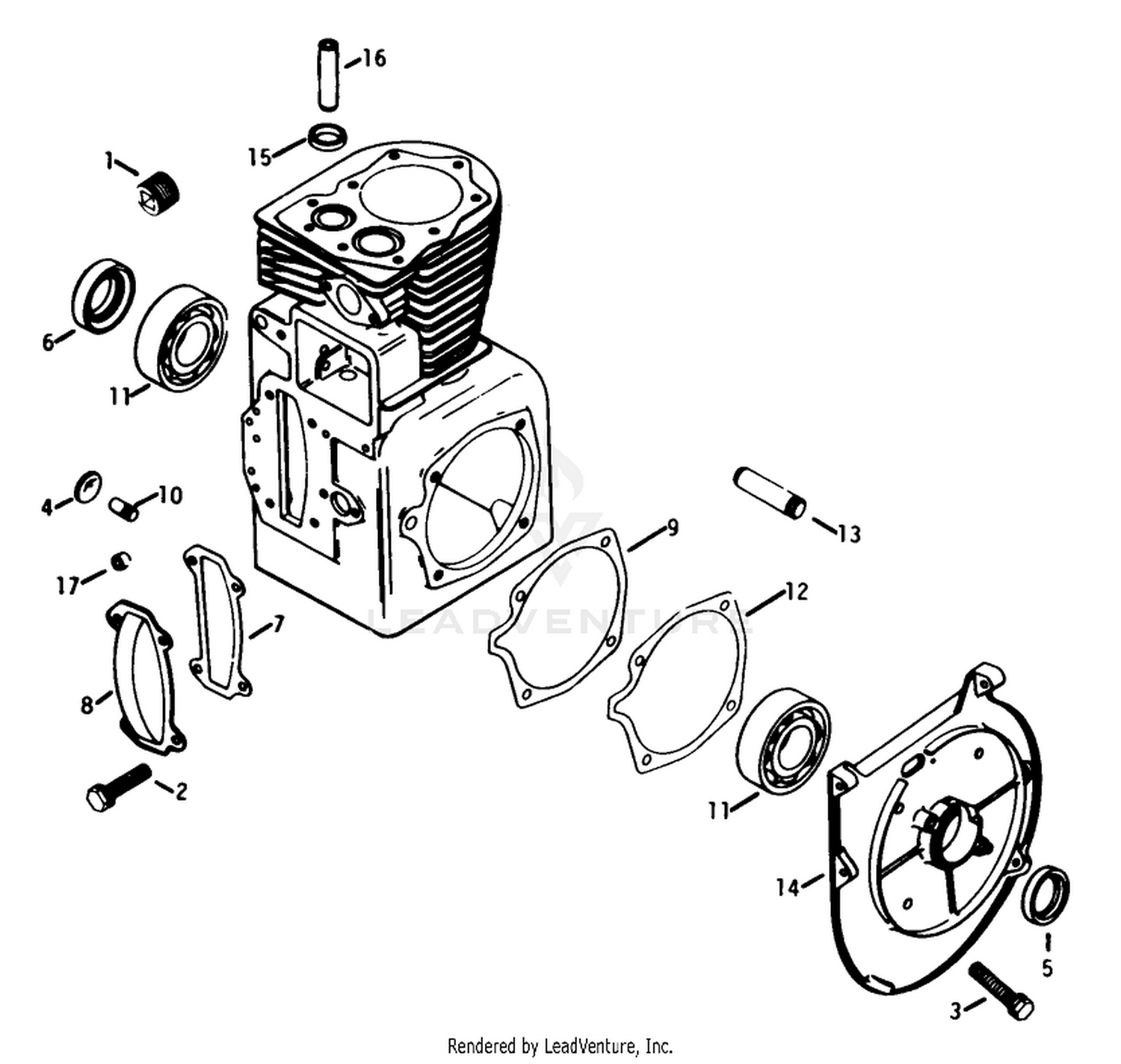 Crankcase-Engine Assembly-Kohler Model K-321s Spec. No. 60407 (continued)