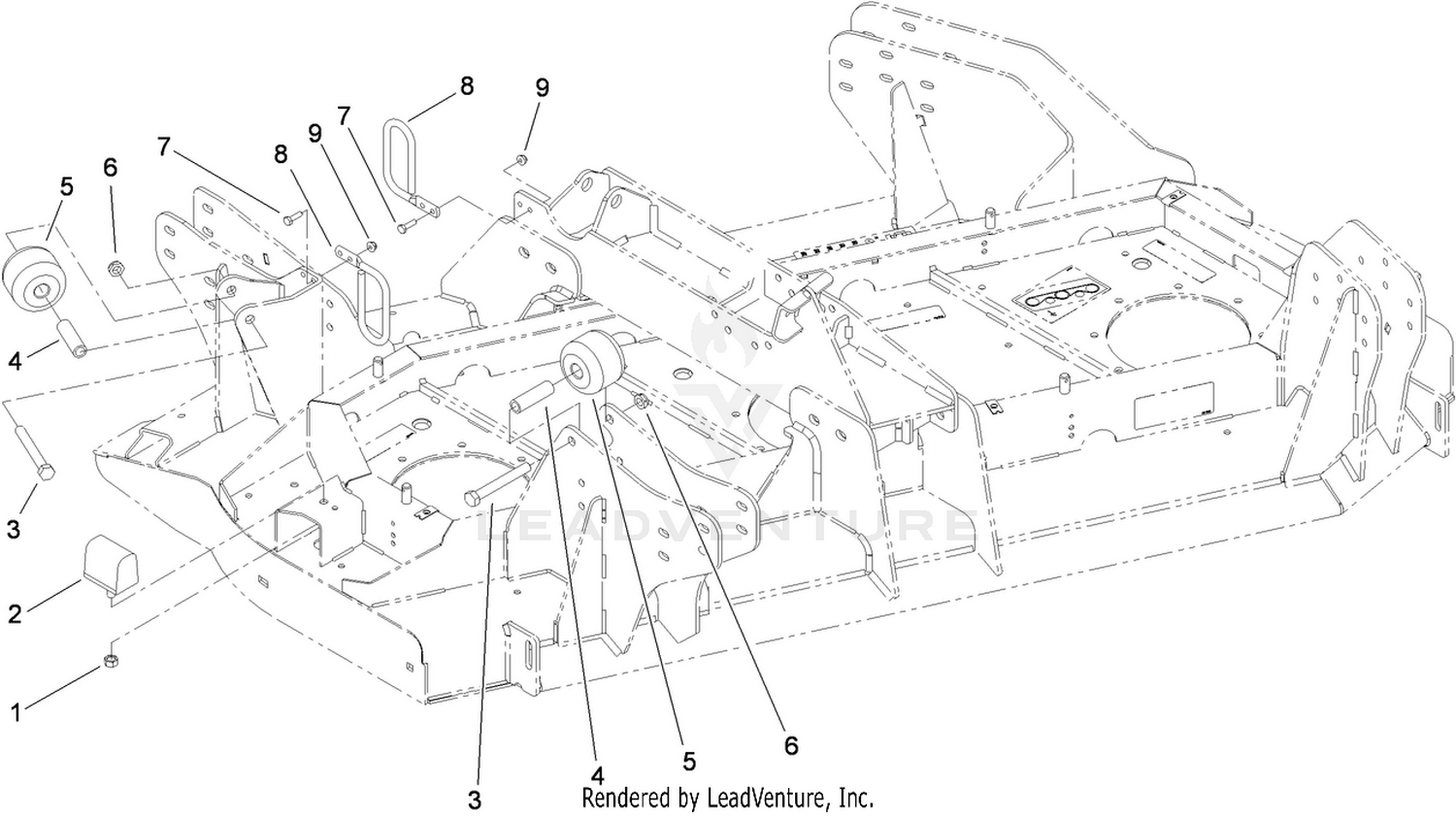 Left Deck  Stop and Hose Guide Assembly