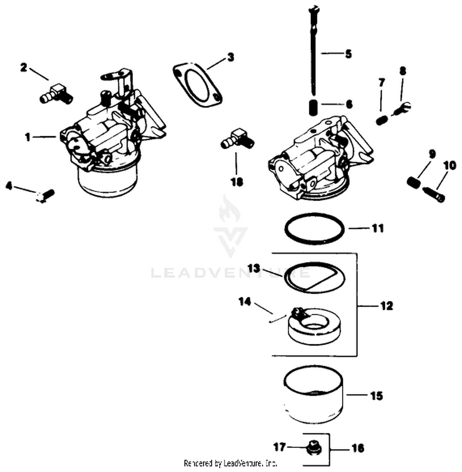 Carburetor-Kohler Engine Model No. M16 Spec. No. 711526