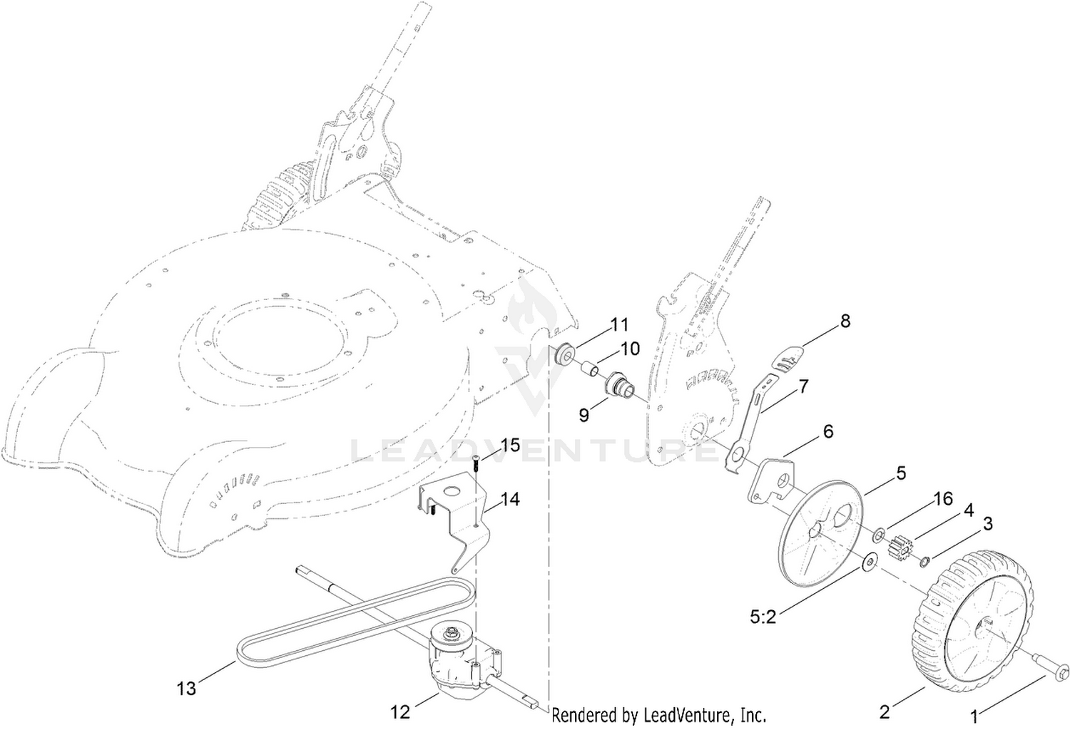 Transmission and Rear Wheel Drive Assembly