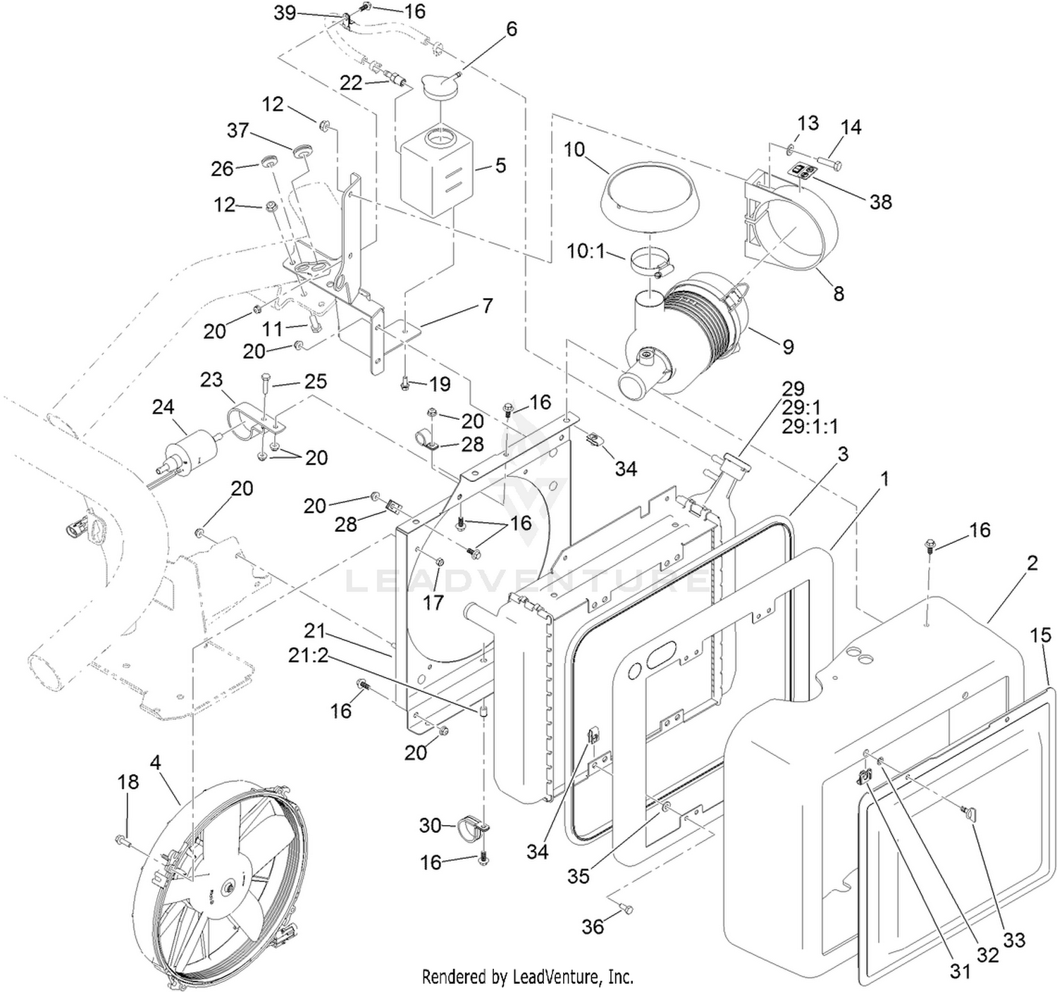 Radiator, Fuel Pump and Air Cleaner Assembly