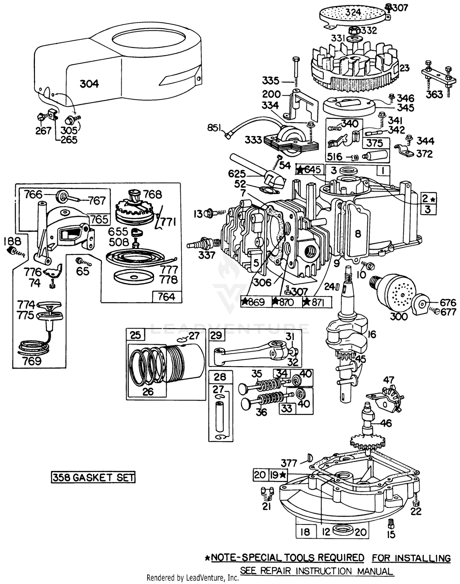 Engine Briggs  Stratton Model No. 92908-2054-01