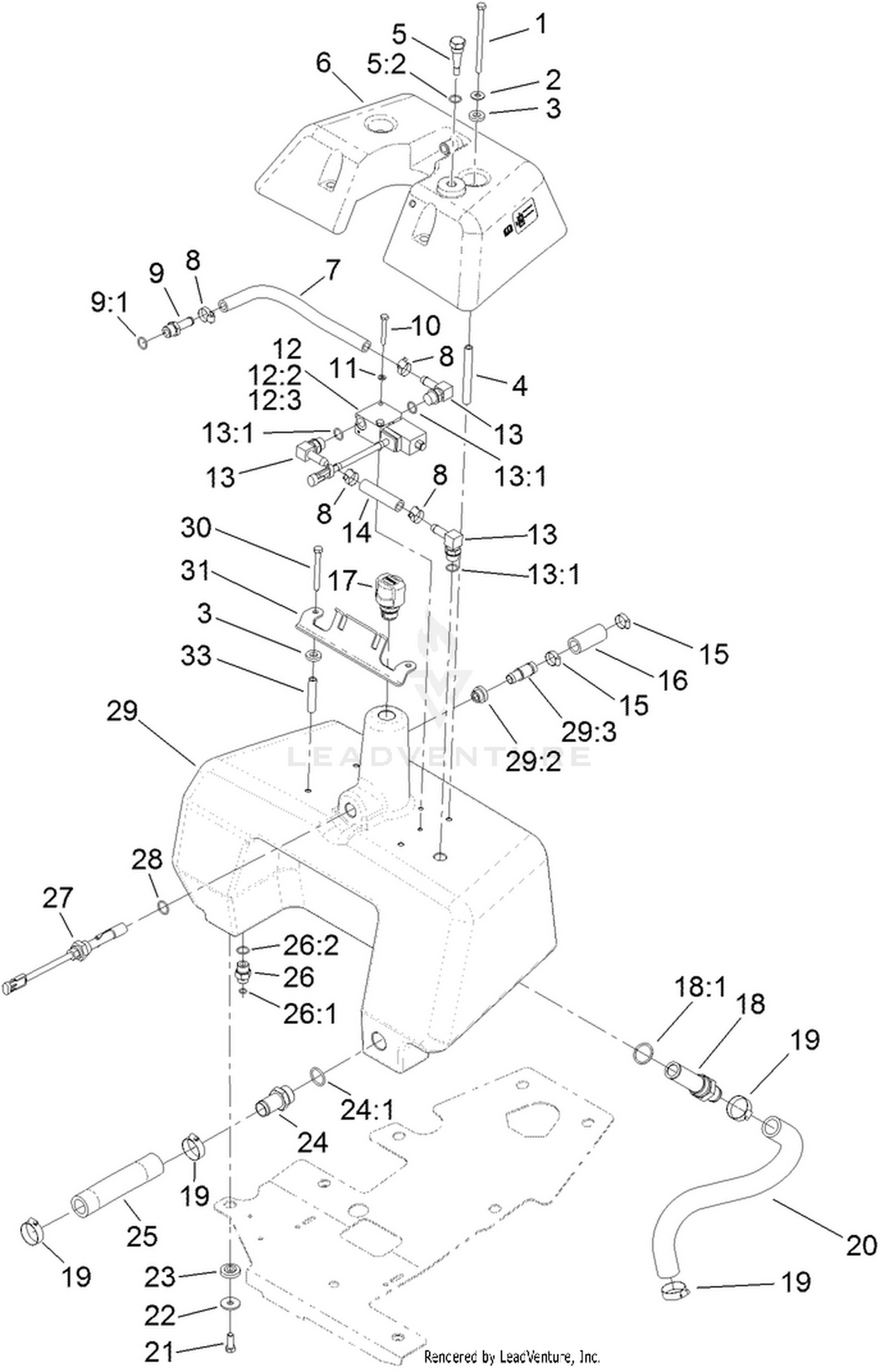 Hydraulic Reservoir and Leak Detector Assembly