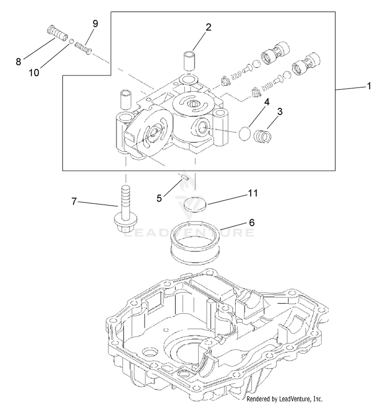 Center Case Assembly  Transmission Assembly No. 104-2889