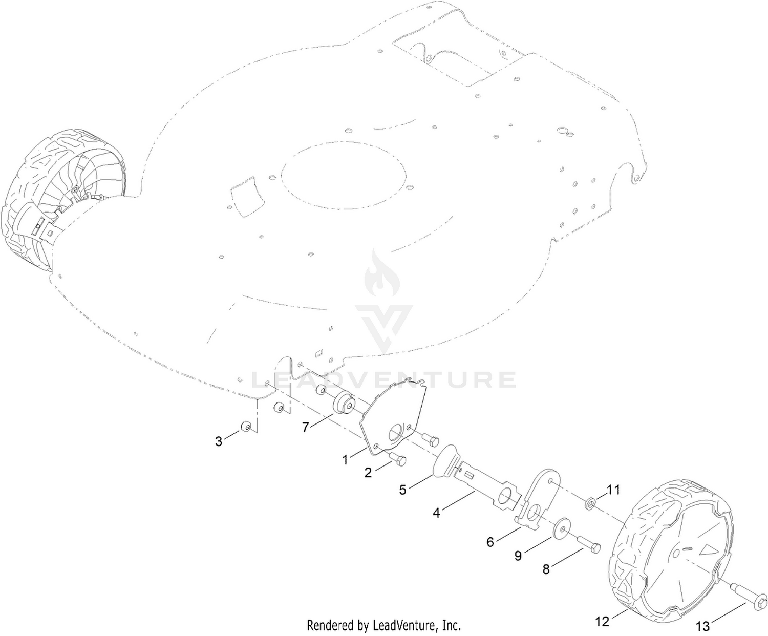 Front Wheel and Height-of-Cut Assembly