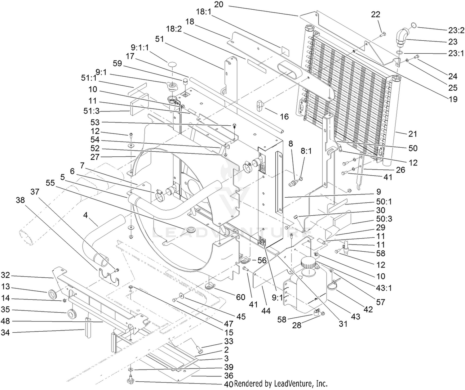 Radiator, Oil Cooler and Support Assembly