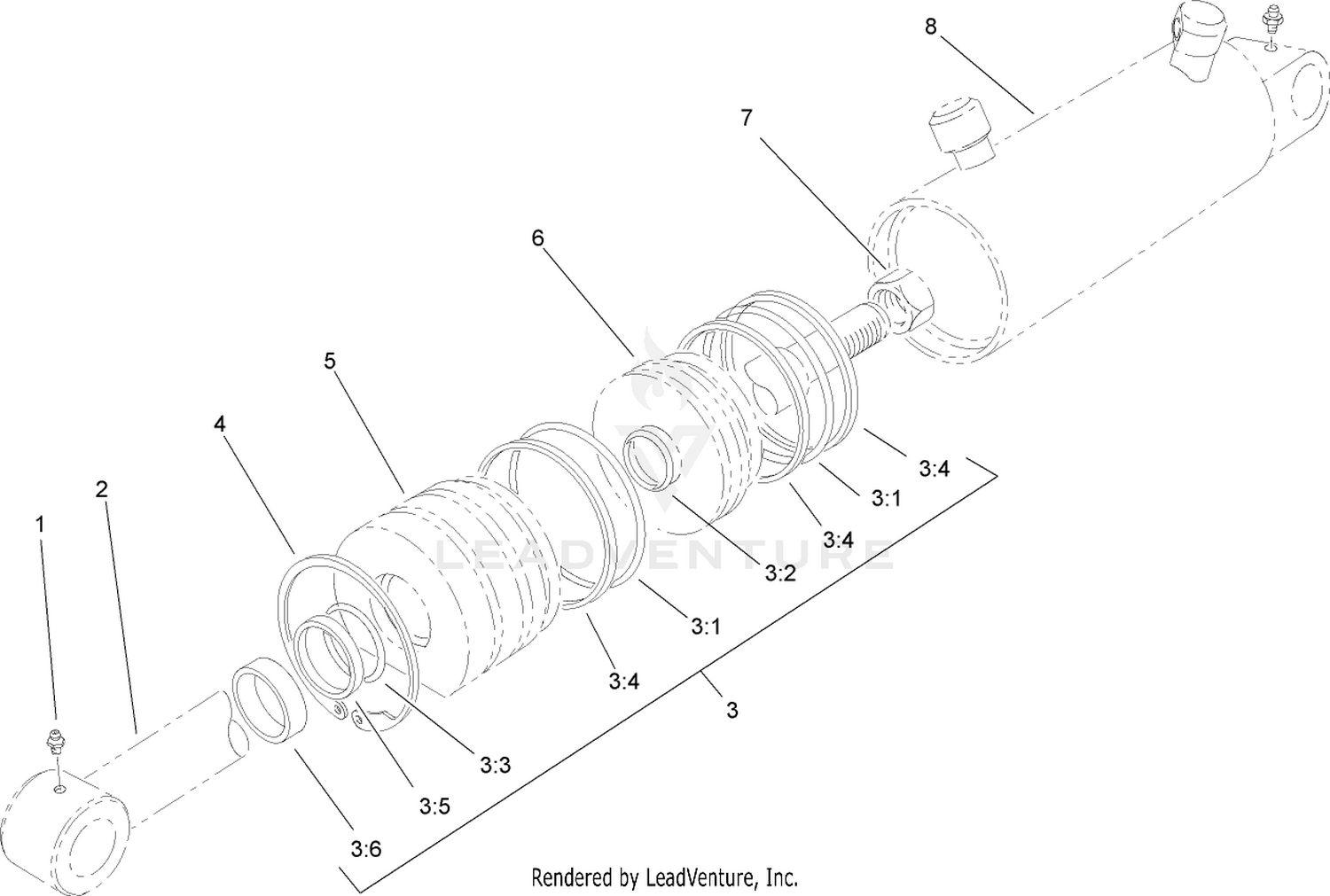 Hydraulic Cylinder Assembly No. 100-6586 (2-1/2in Bore)