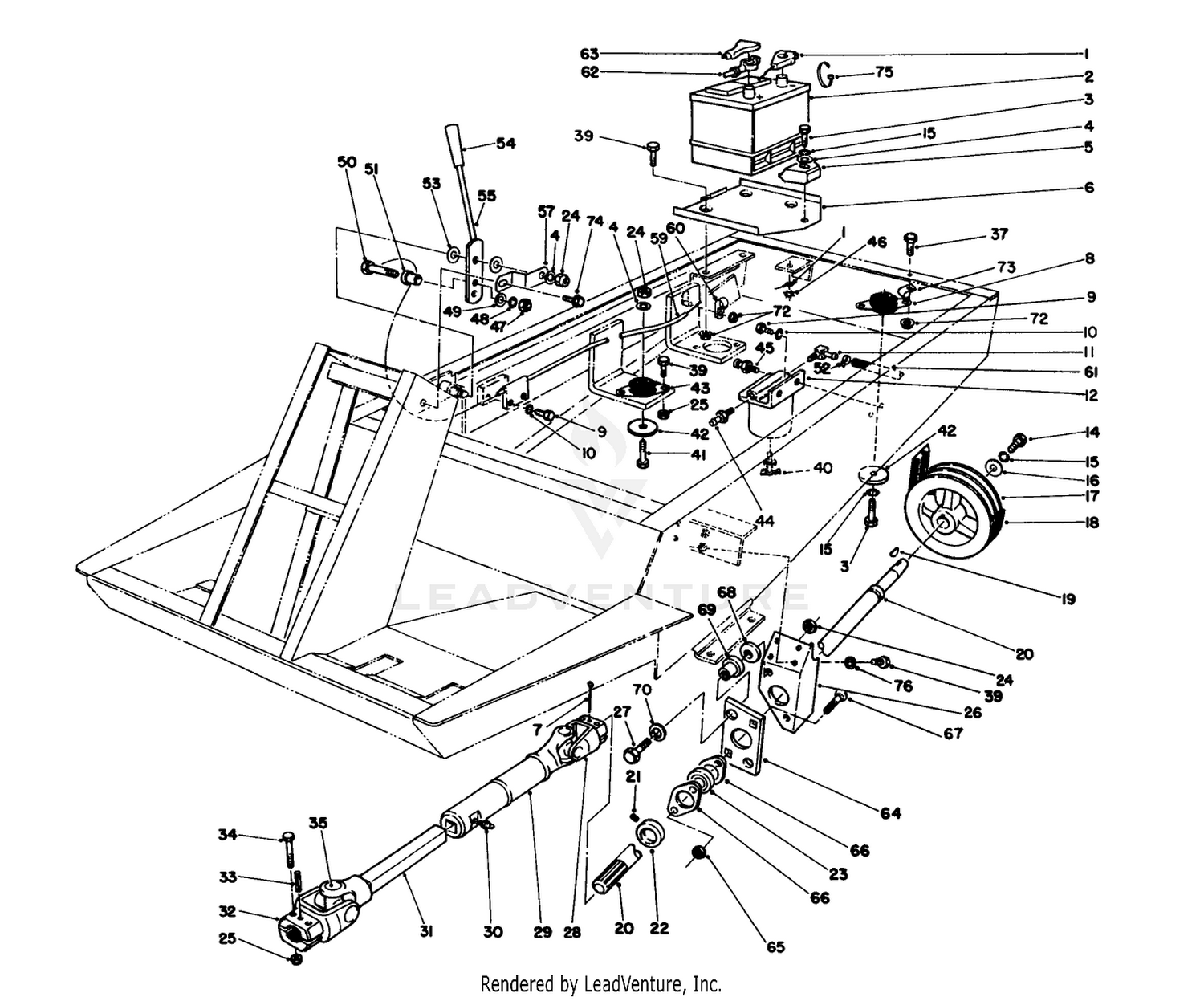 Power Take Off, Battery, And Engine Mount Assembly
