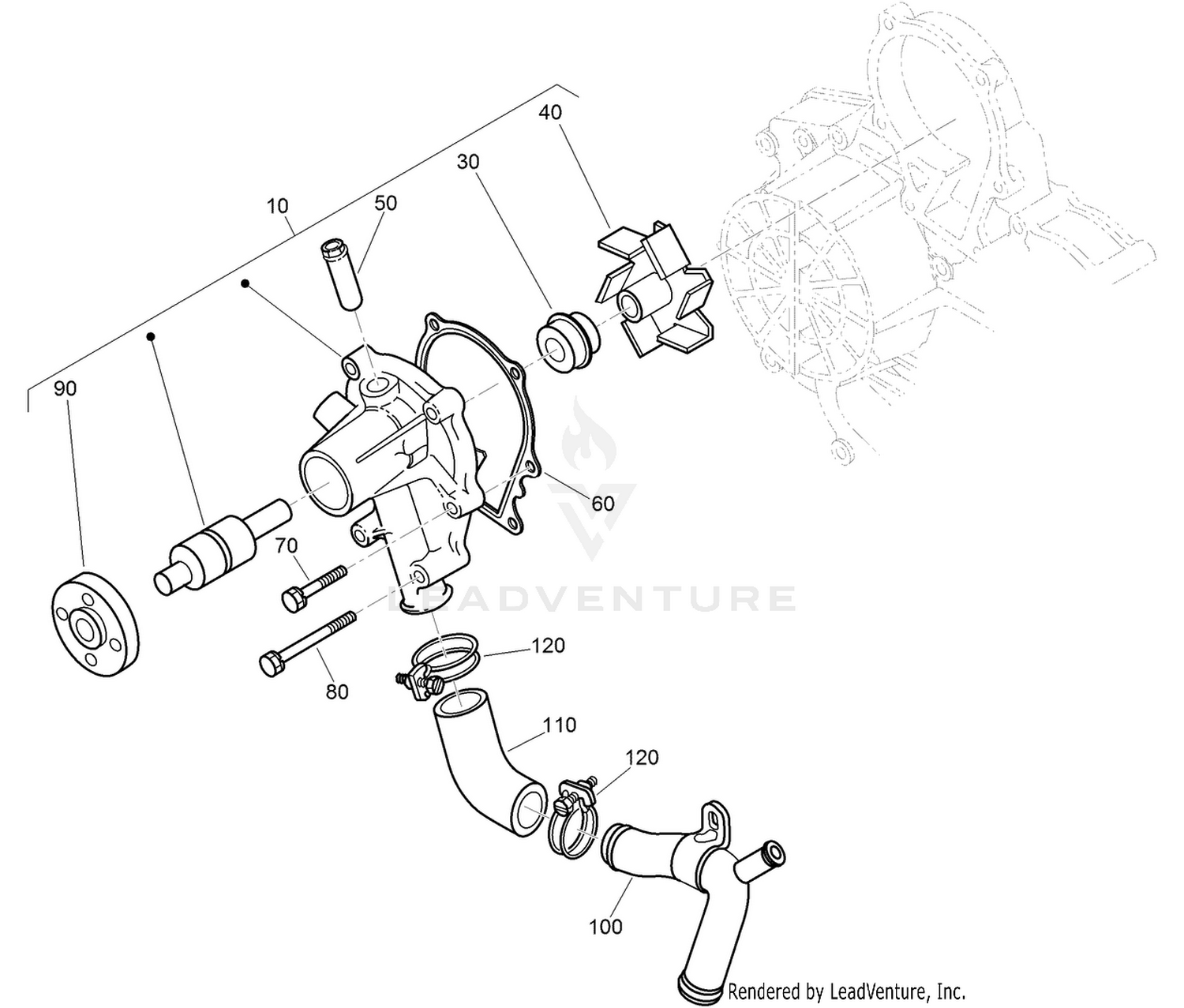 Water Pump and Water Pipe Assembly