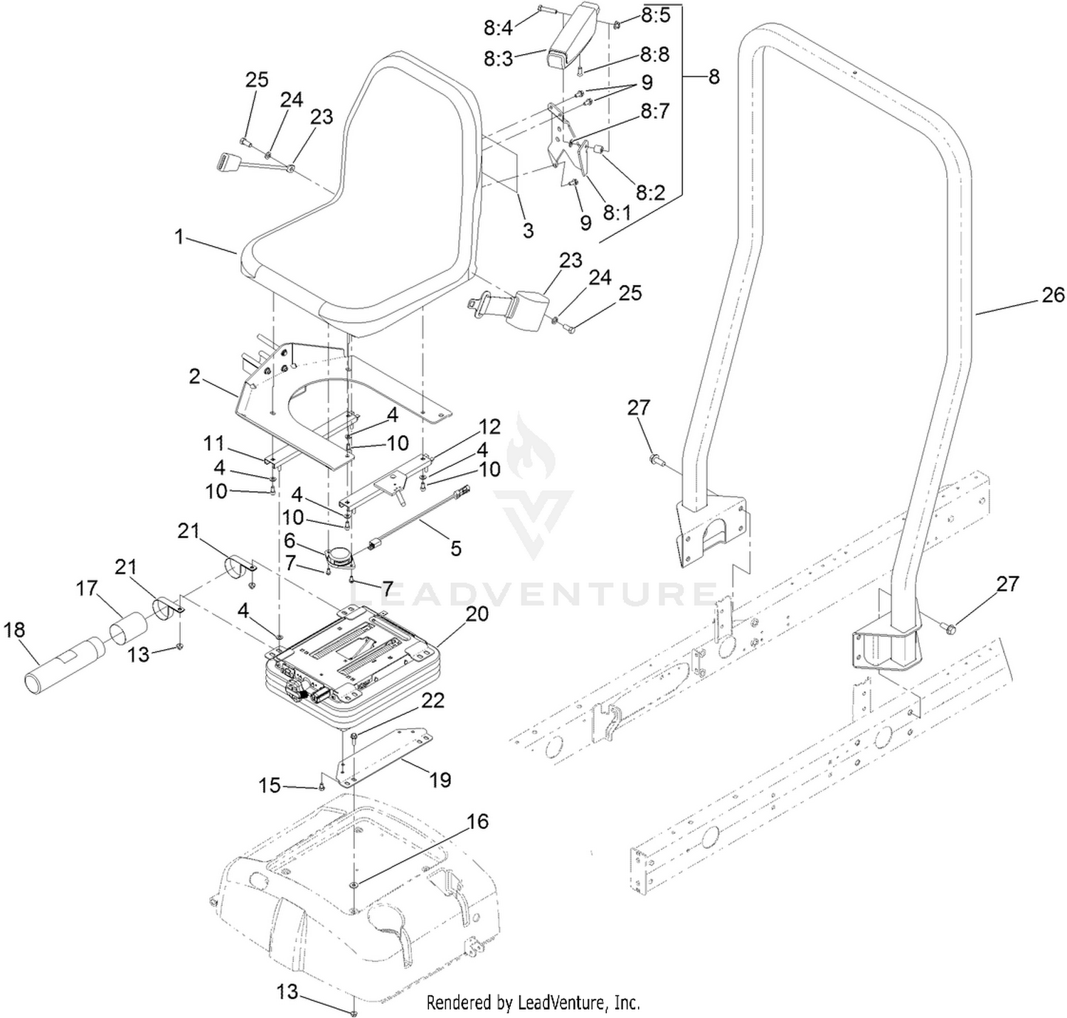 Seat Mounting and Roll-Over Protection System Assembly
