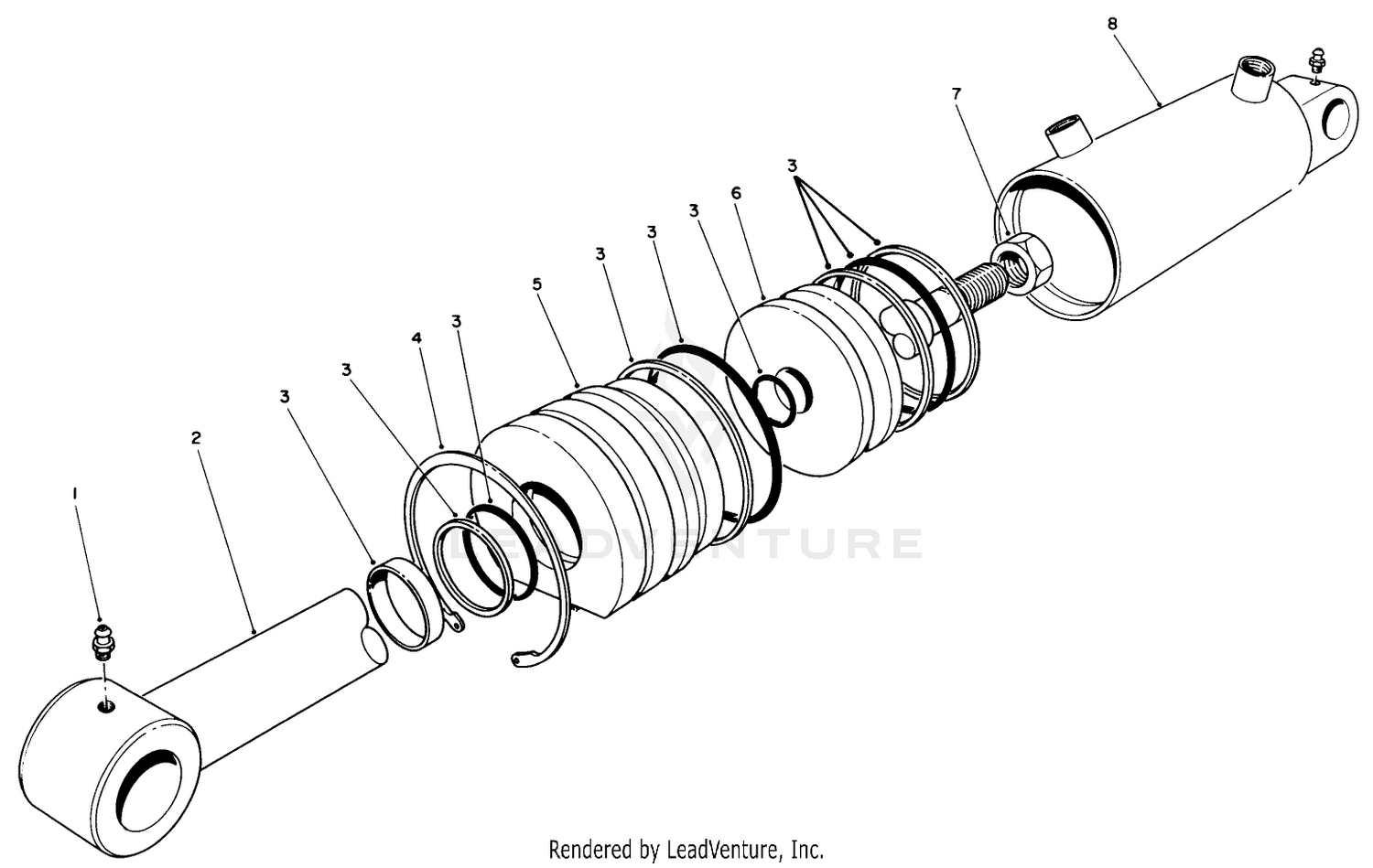 Hydraulic Lift Cylinder Assembly No. 66-1250 (3" Bore)(optional)