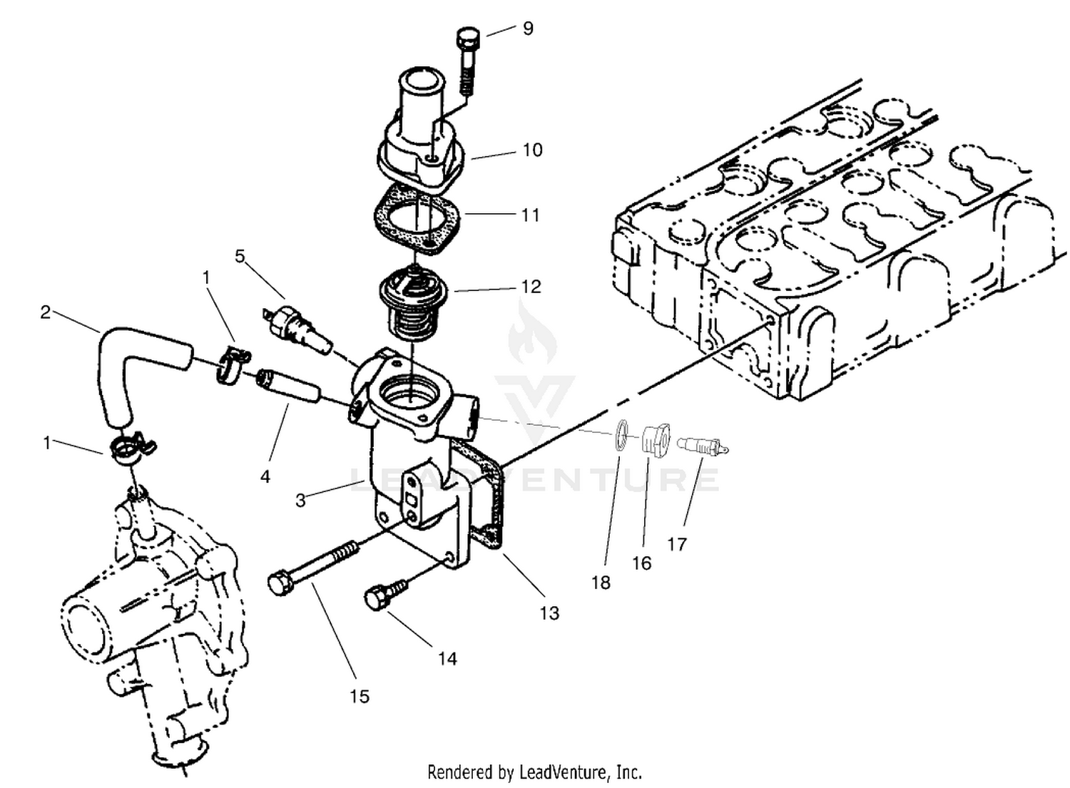 Water Flange and Thermostat Assembly