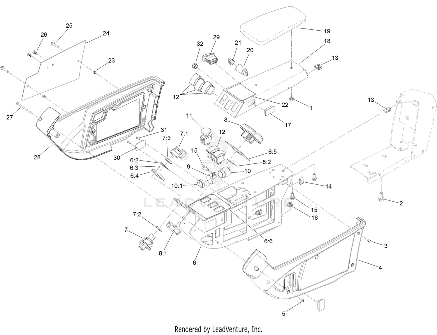 Armrest Control Panel Assembly
