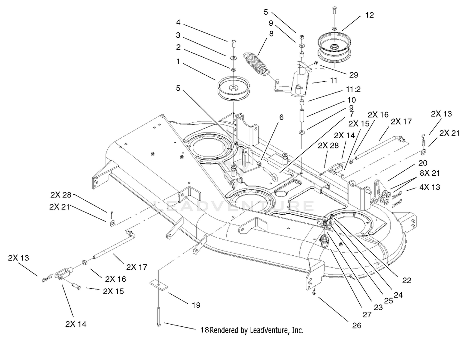 44in Deck Belt Drive and Lift Assembly