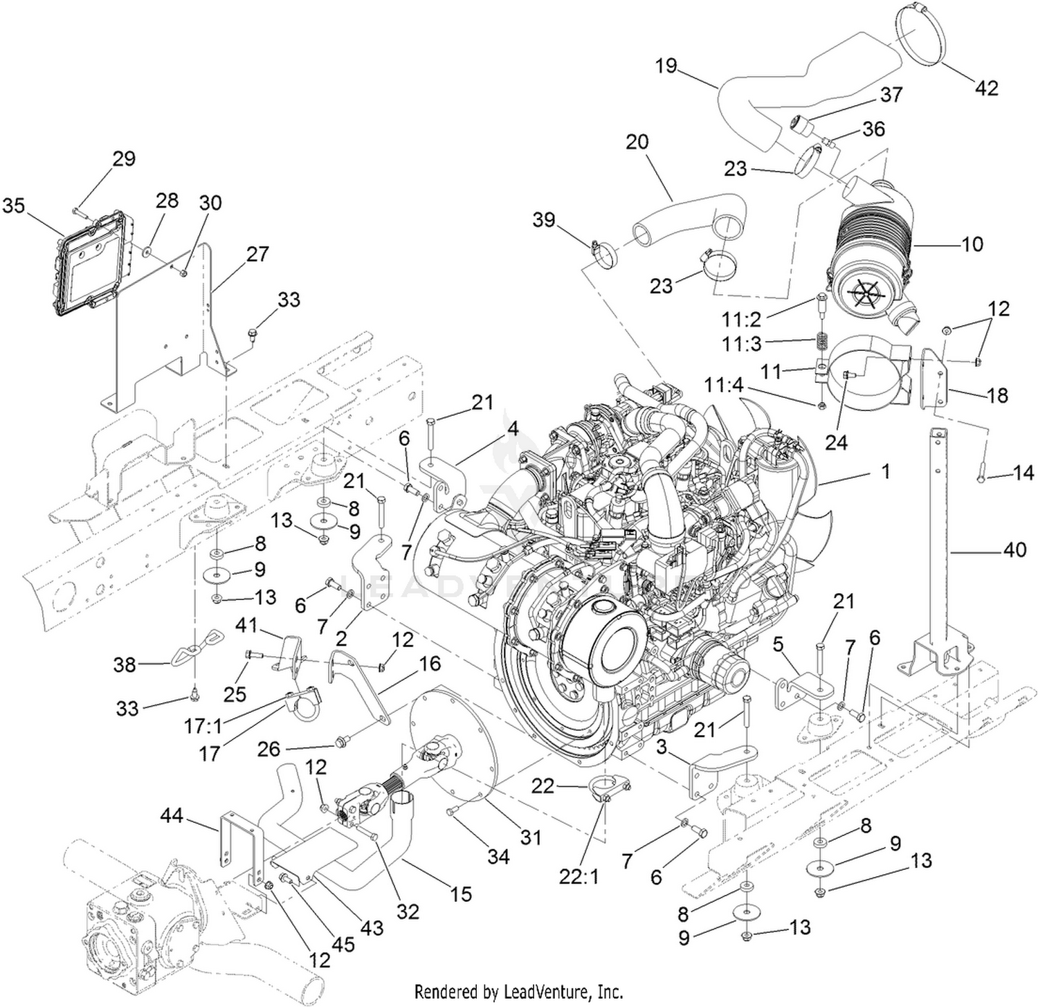 Engine, Muffler and Air Cleaner Assembly