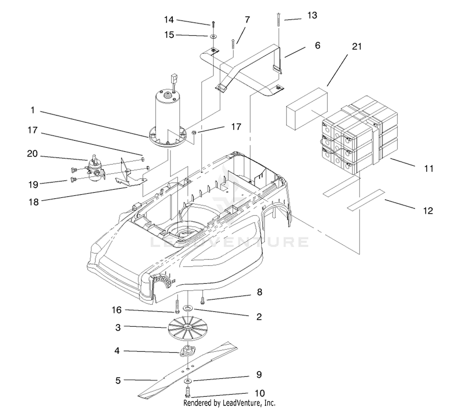Motor, Batteries And Blade Assembly