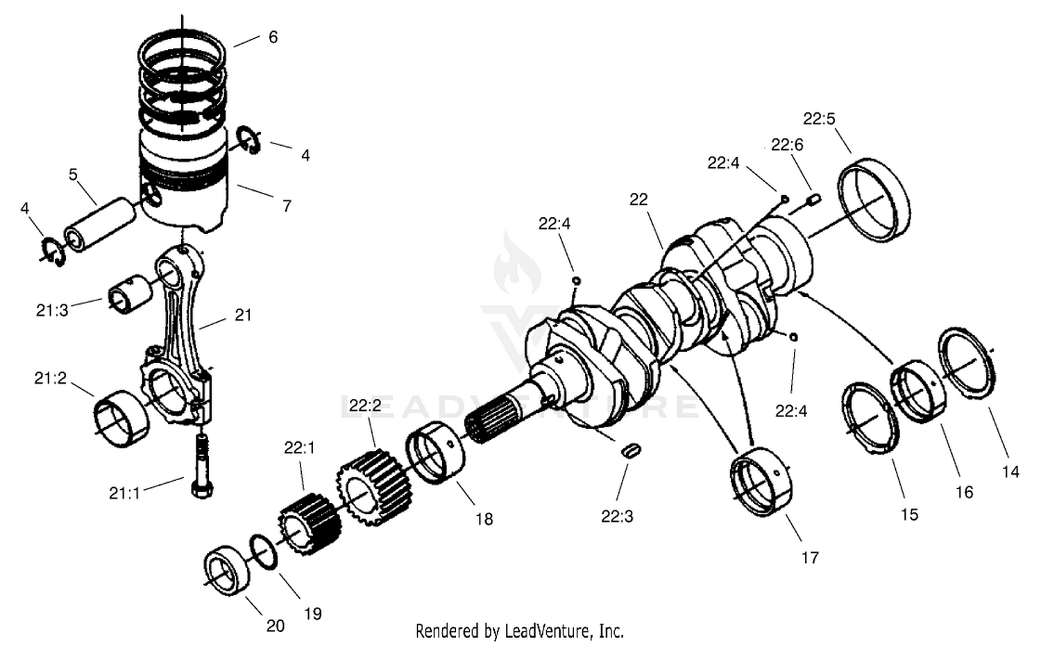 Piston and Crankcase Assembly