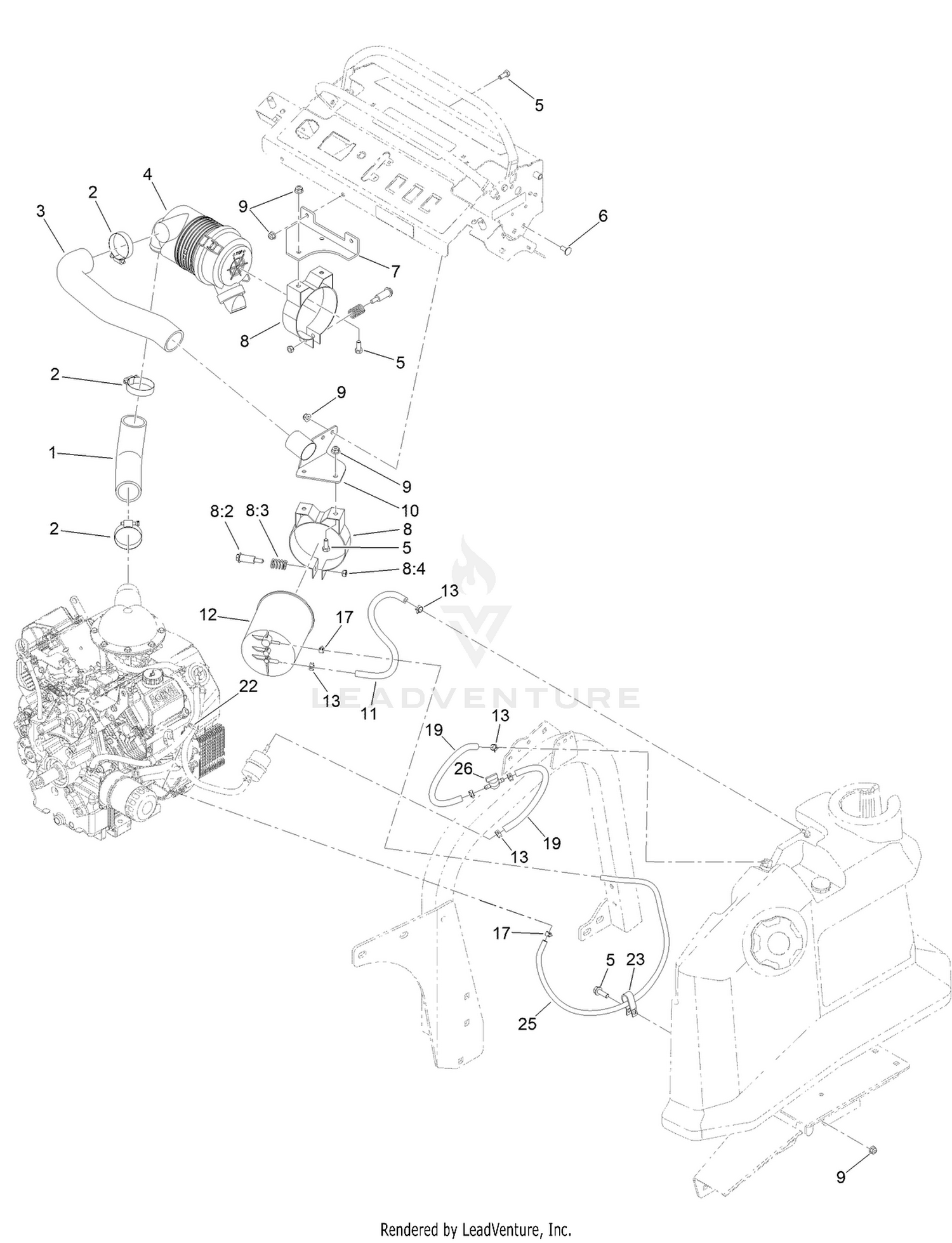 Engine Air Cleaner and Fuel System Assembly