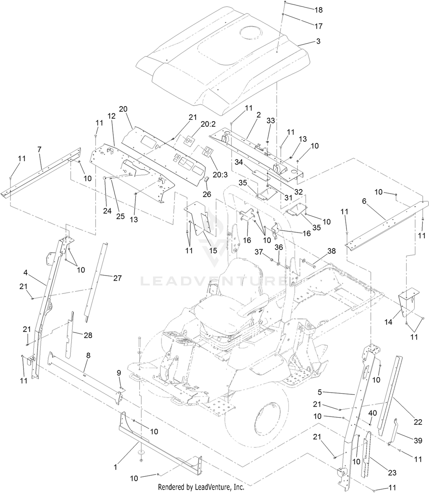 2 Post ROPS Extension Assembly