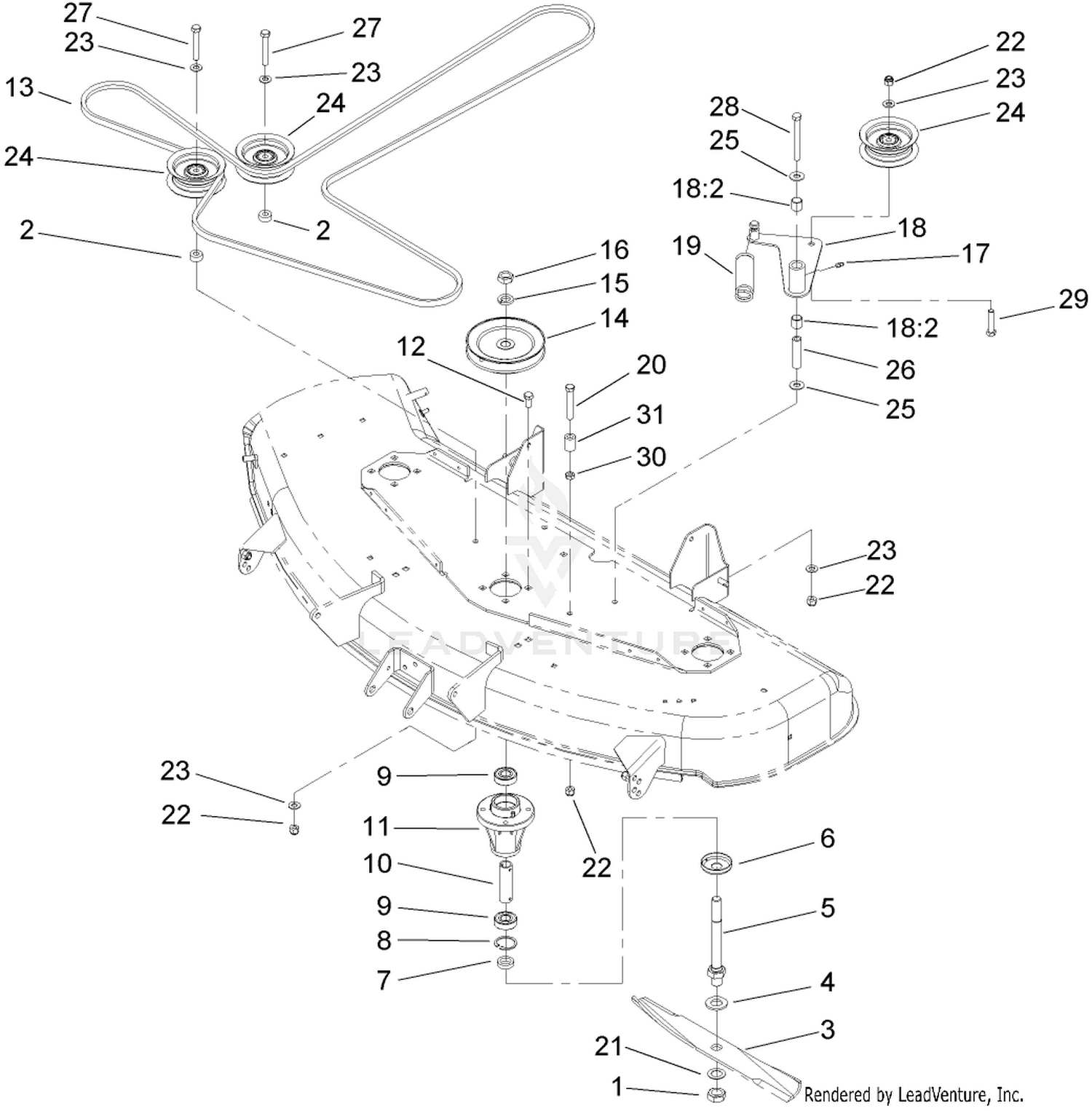 48 Inch Spindle and Belt Drive Assembly