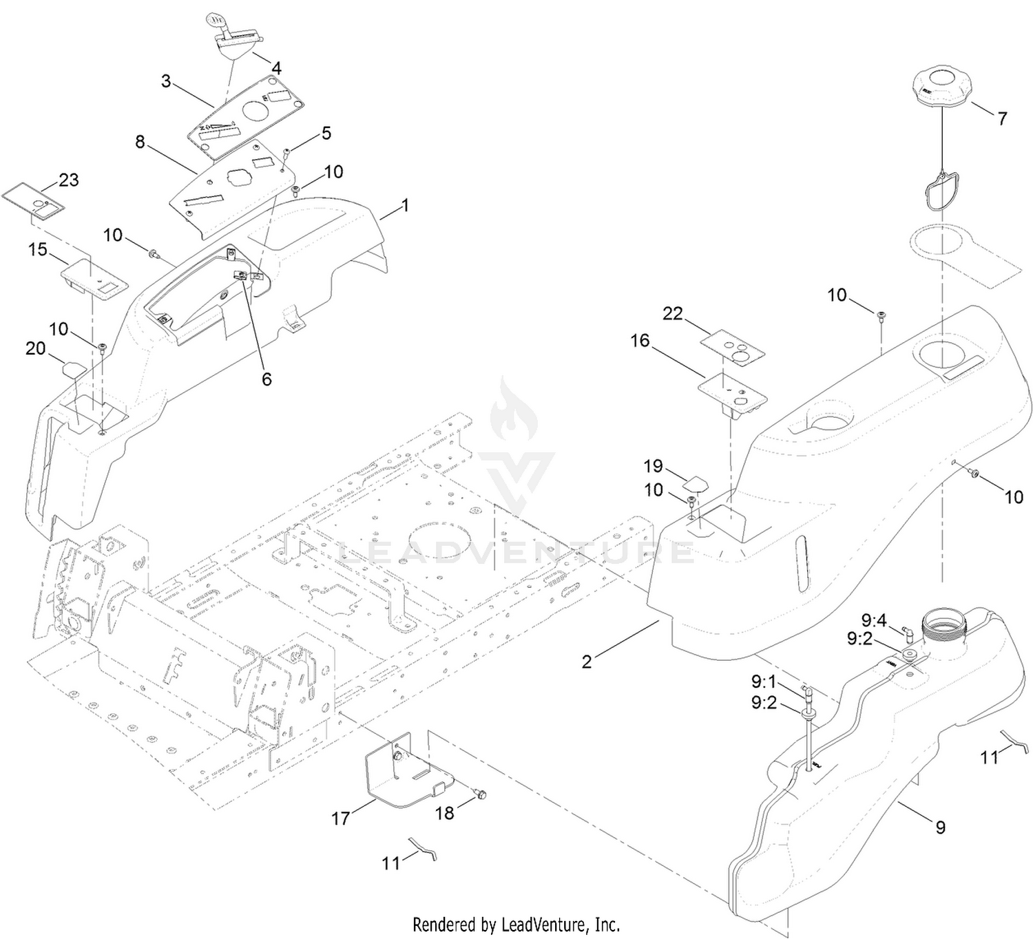 Body Styling and Fuel Tank Assembly