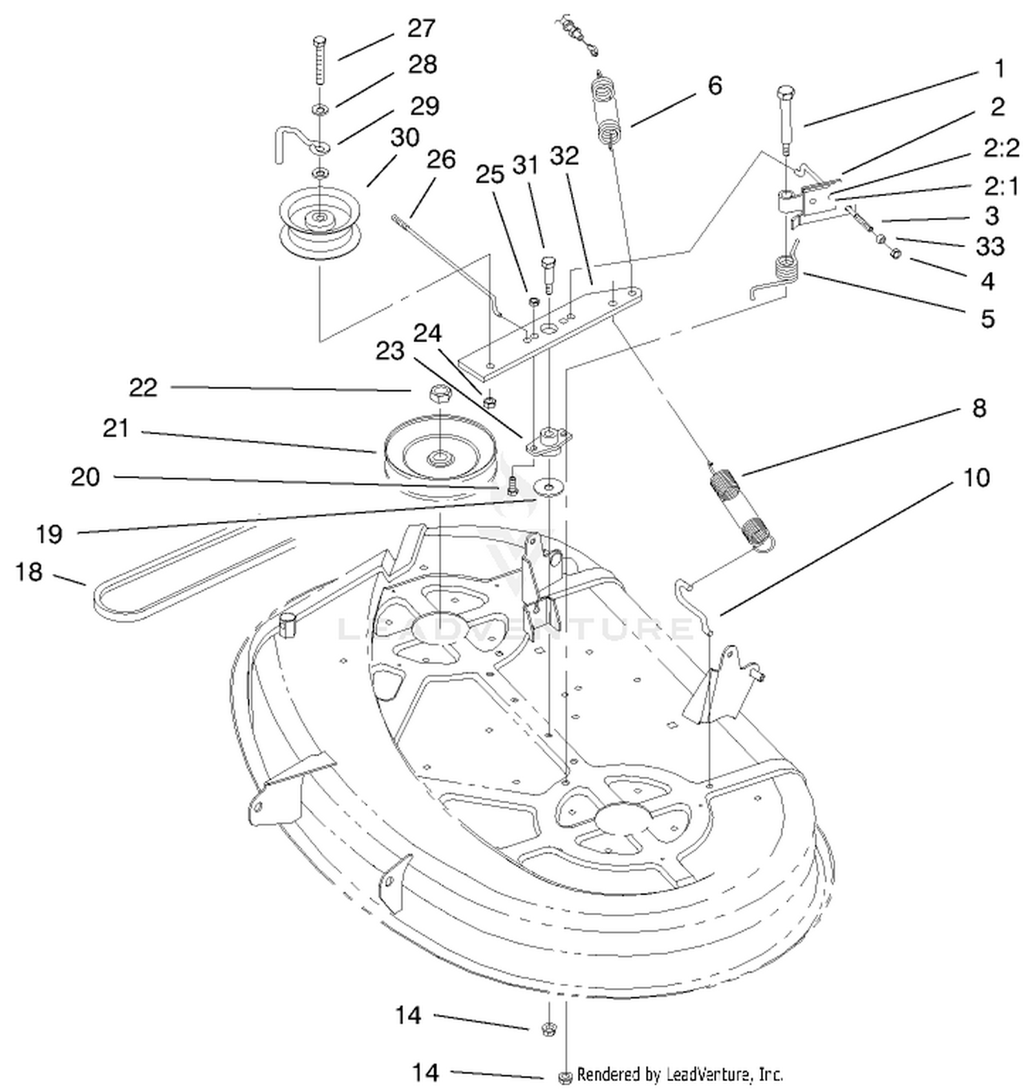38" Deck Blade Drive  Braking Components