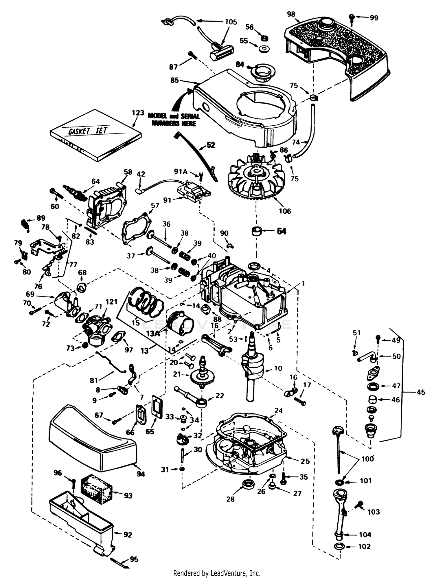 Engine Tecumseh Model No. Tnt100-10087e