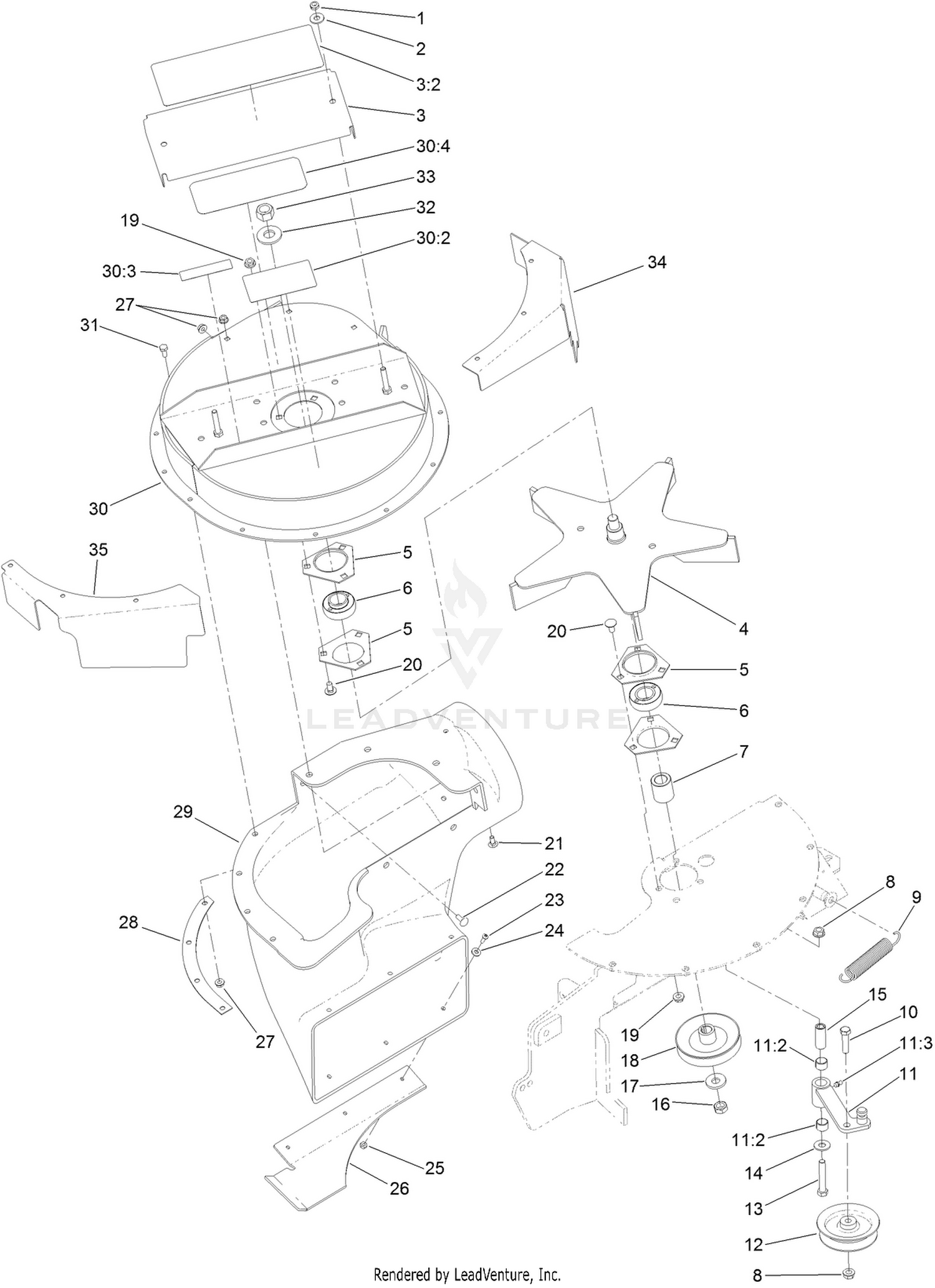Chute, Impeller and Upper-Housing Assembly