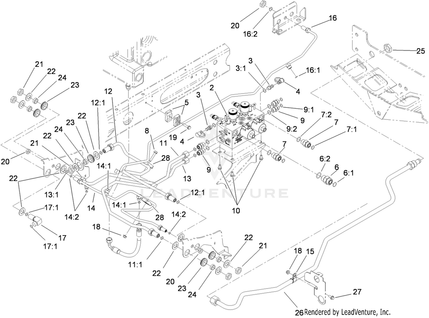 Reel Control Block Hydraulic Plumbing Assembly