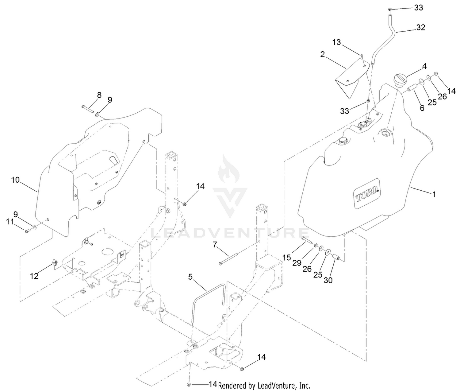 Fuel Tank and Control Panel Component Assembly