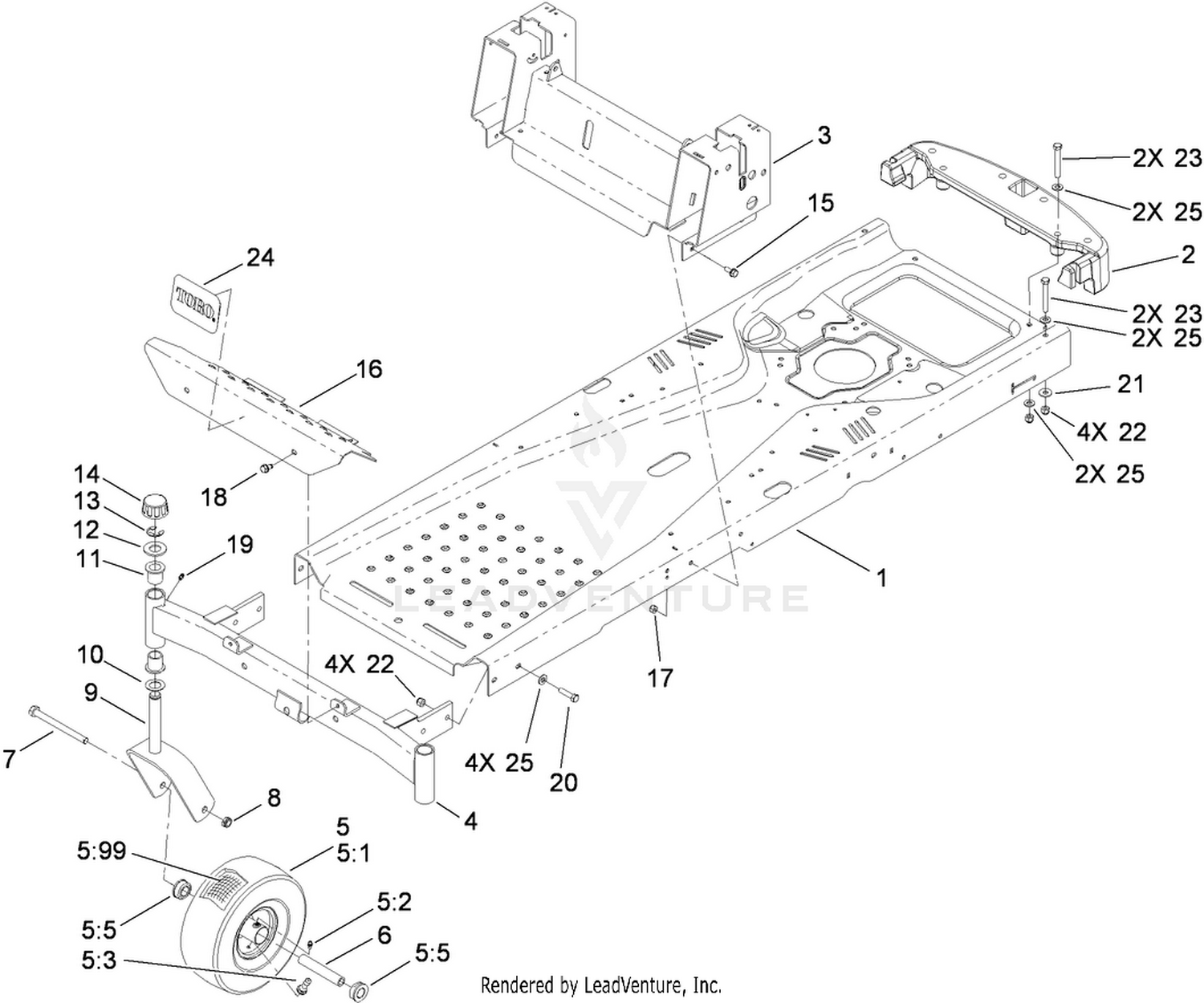 Frame and Castor Wheel Assembly