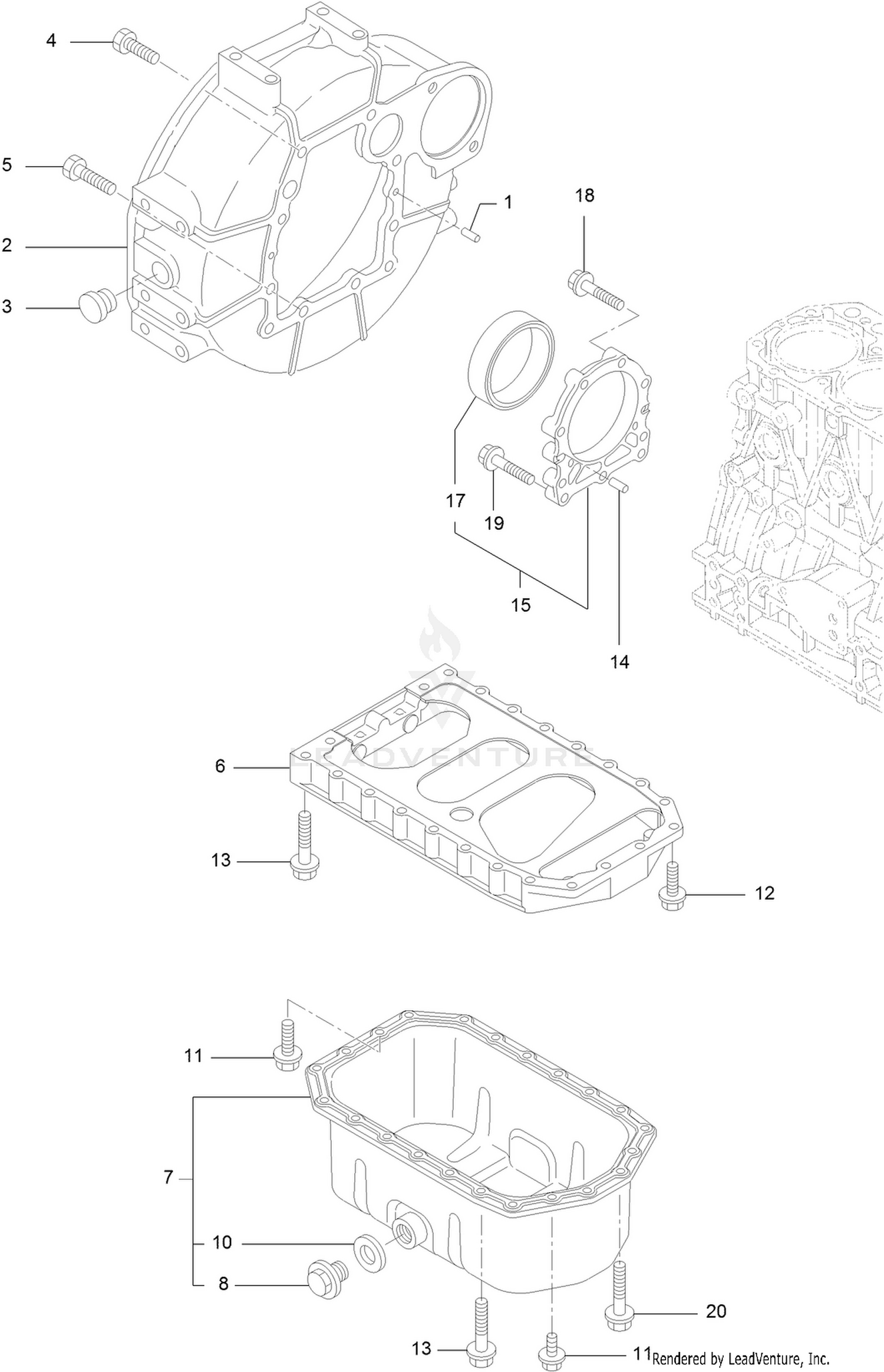 Mounting Flange and Oil Sump Assembly