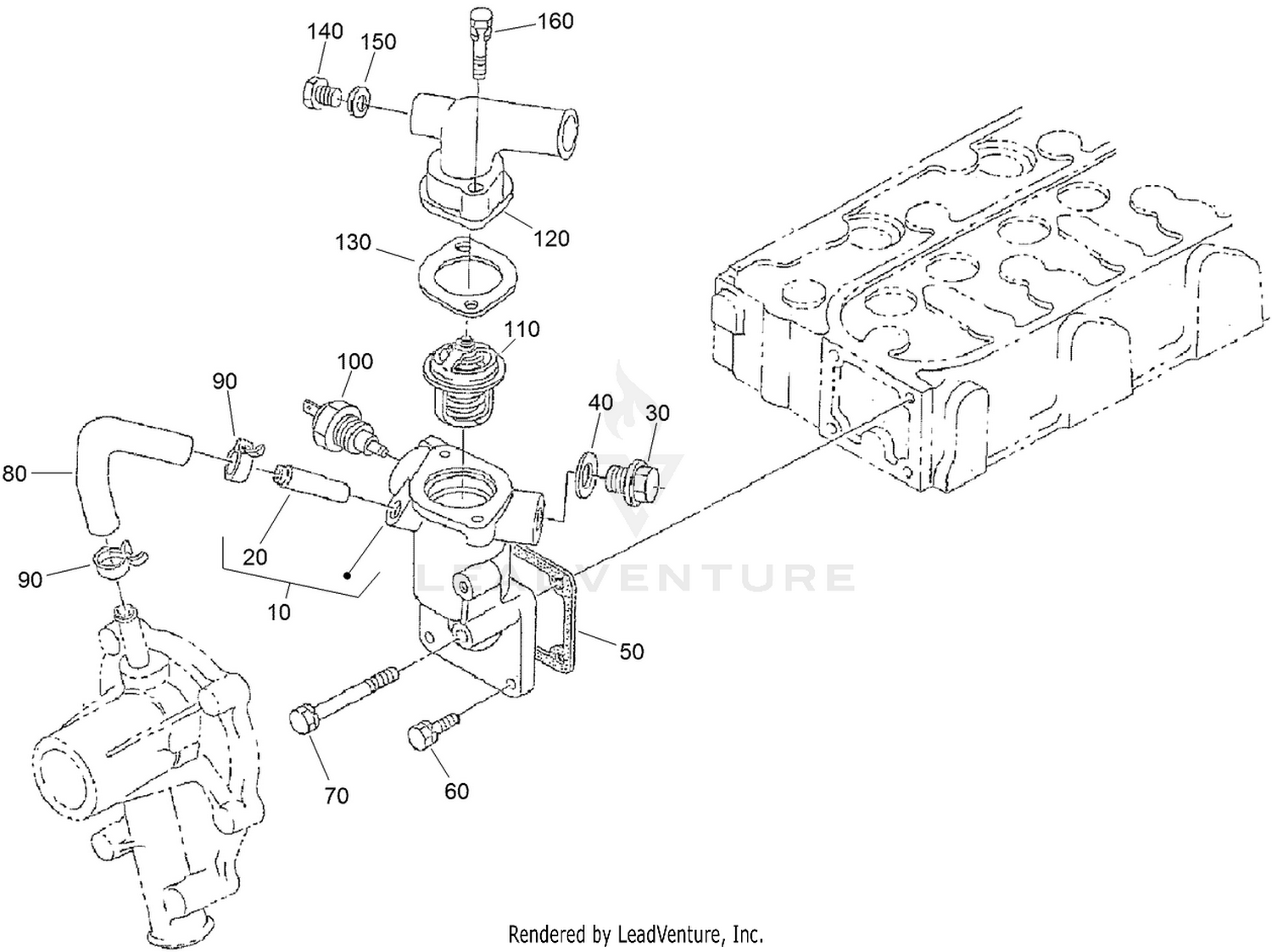 Water Flange and Thermostat Assembly