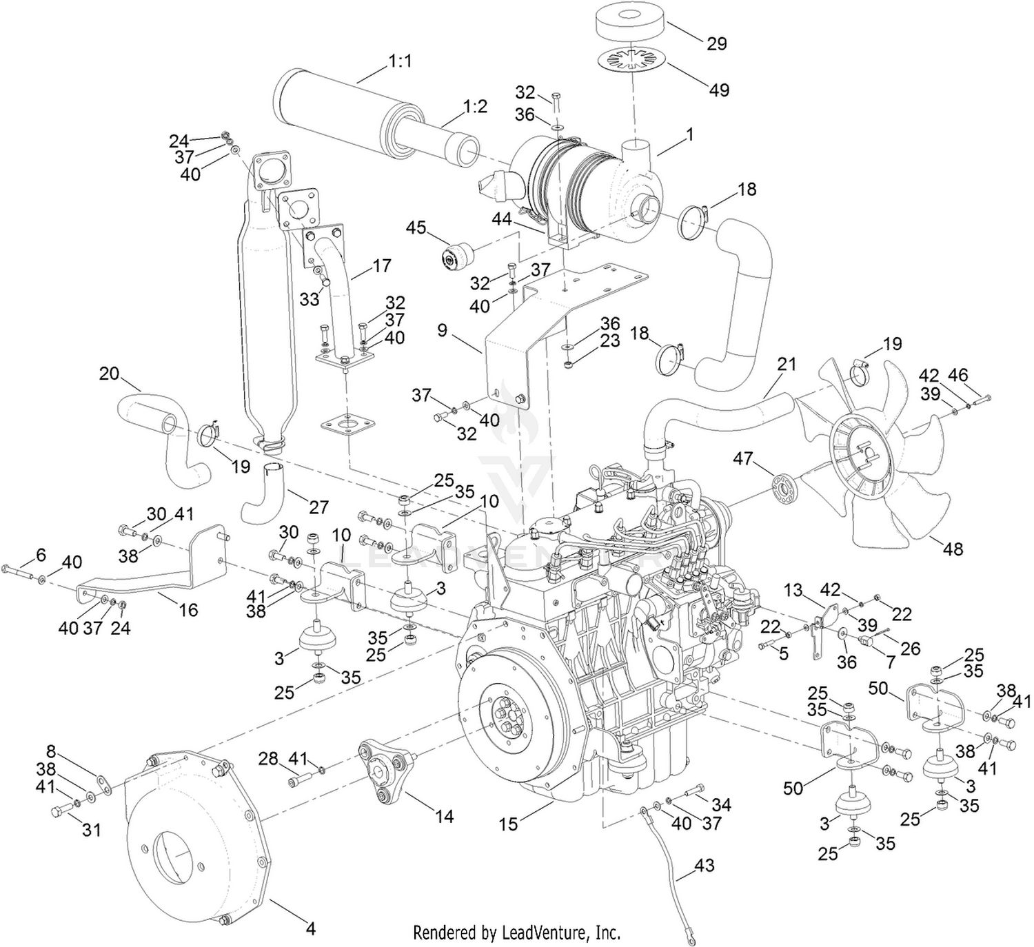 Engine and Mounting Assembly