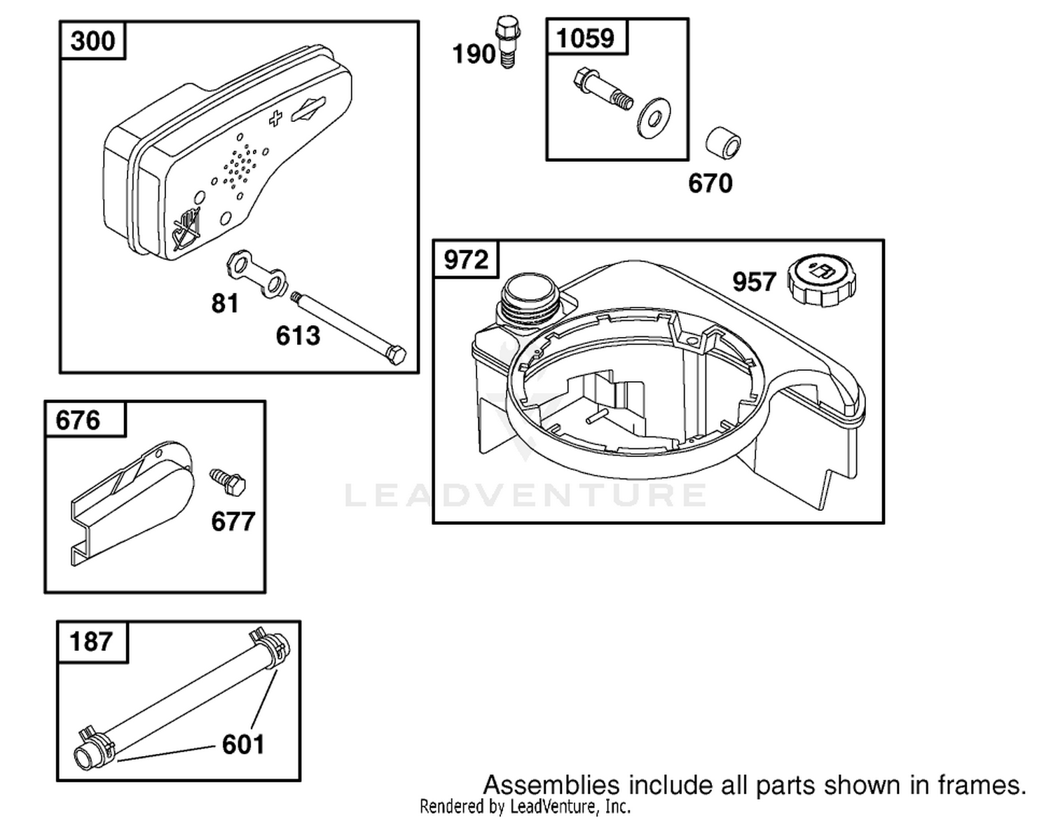 Muffler and Fuel Tank Assembly Briggs and Stratton Model 12F802-1770-B1
