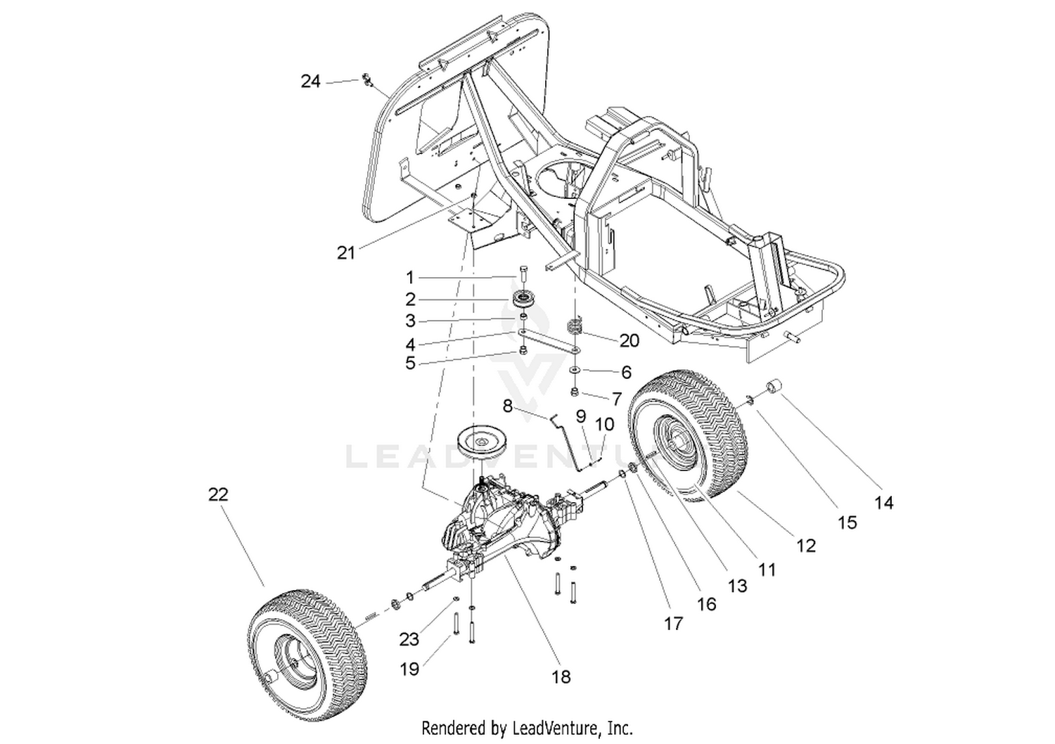 Rear Wheel and Transmission Assembly