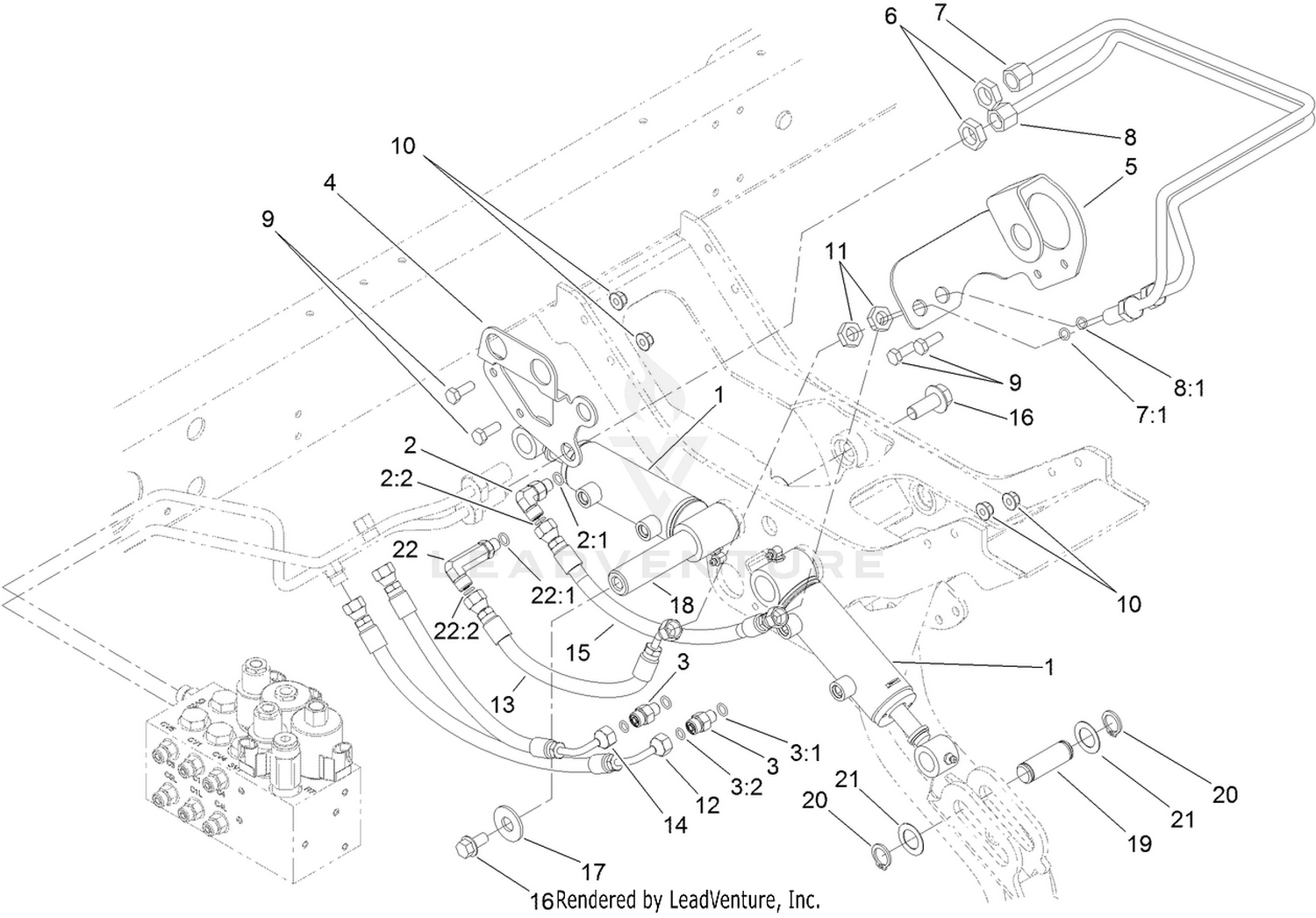 Rear Lift Cylinder and Plumbing Assembly