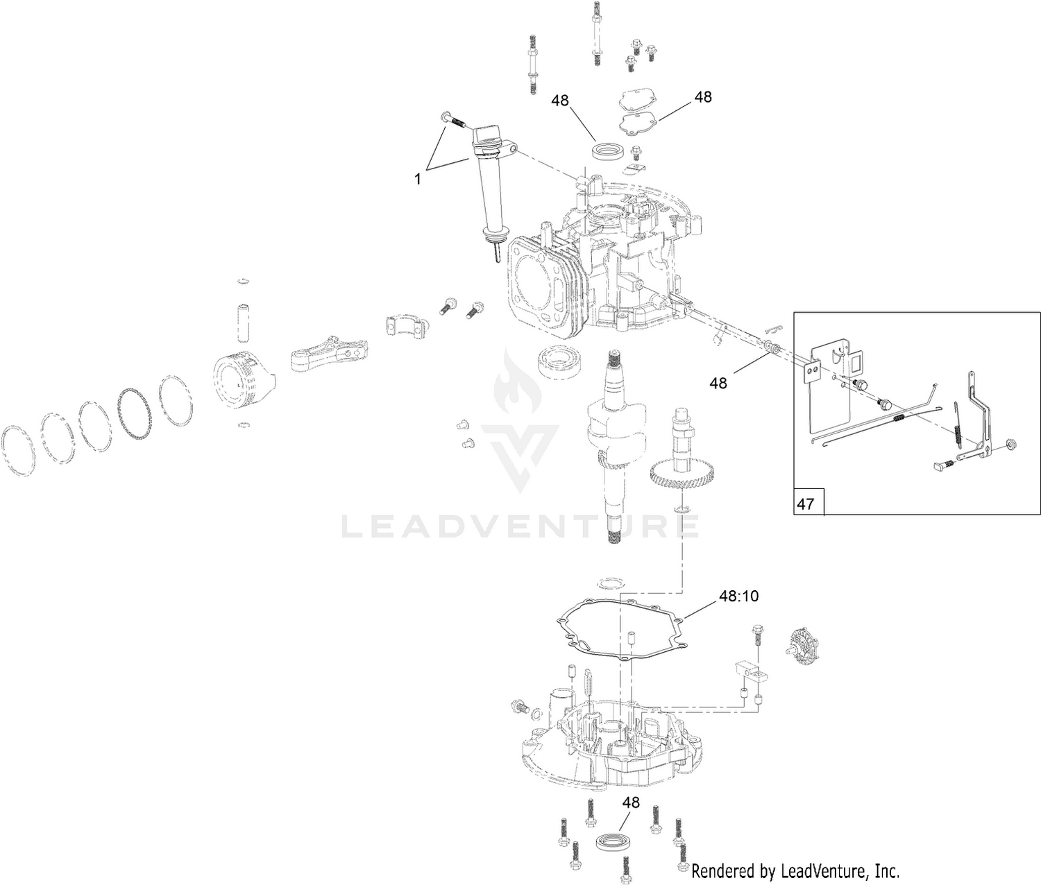 Dipstick and Gasket Assembly  Engine Assembly No. 120-4412