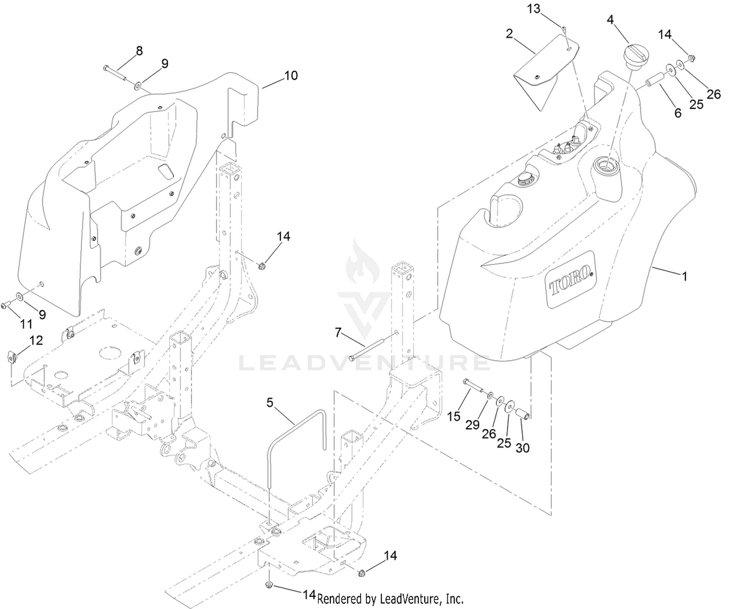 Fuel Tank and Control Panel Component Assembly