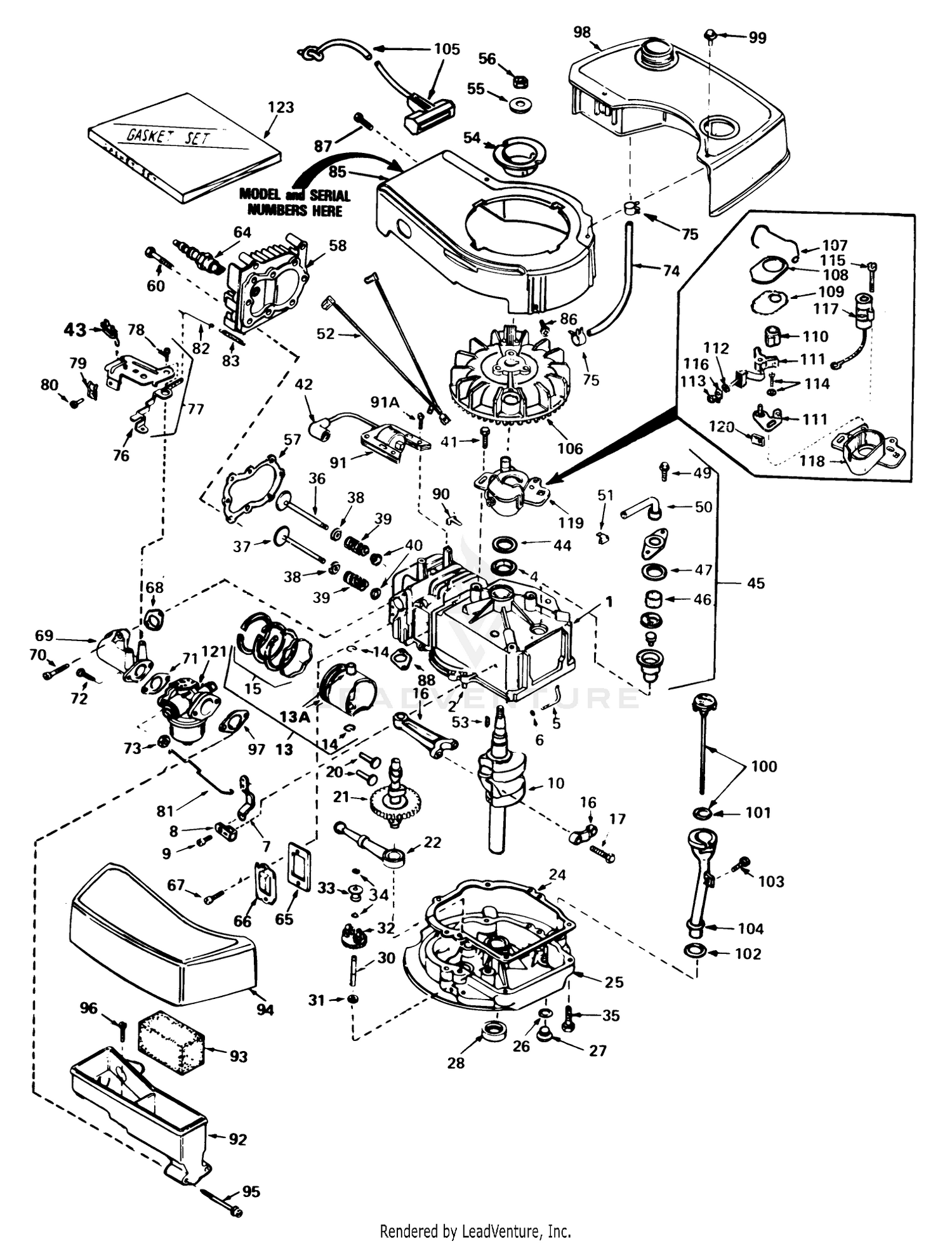 Engine Tecumseh Model No. Tnt 100-10061d